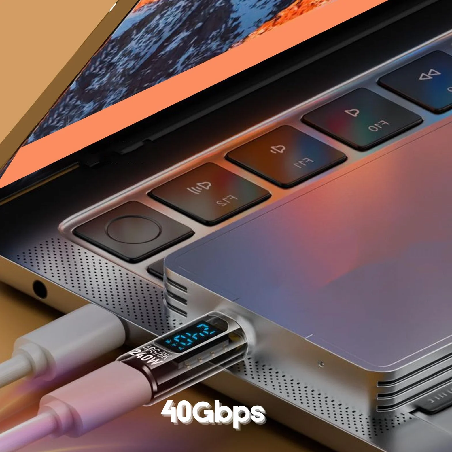 USB C Adapter Meter Meter Tester 240W USB C Mężczyzna do Kobiet Adapter Przedłużający 40 Gb/S 8k 60 Hz z Cyfrowym Wyświetlaczem LED na podkładkę telefoniczną