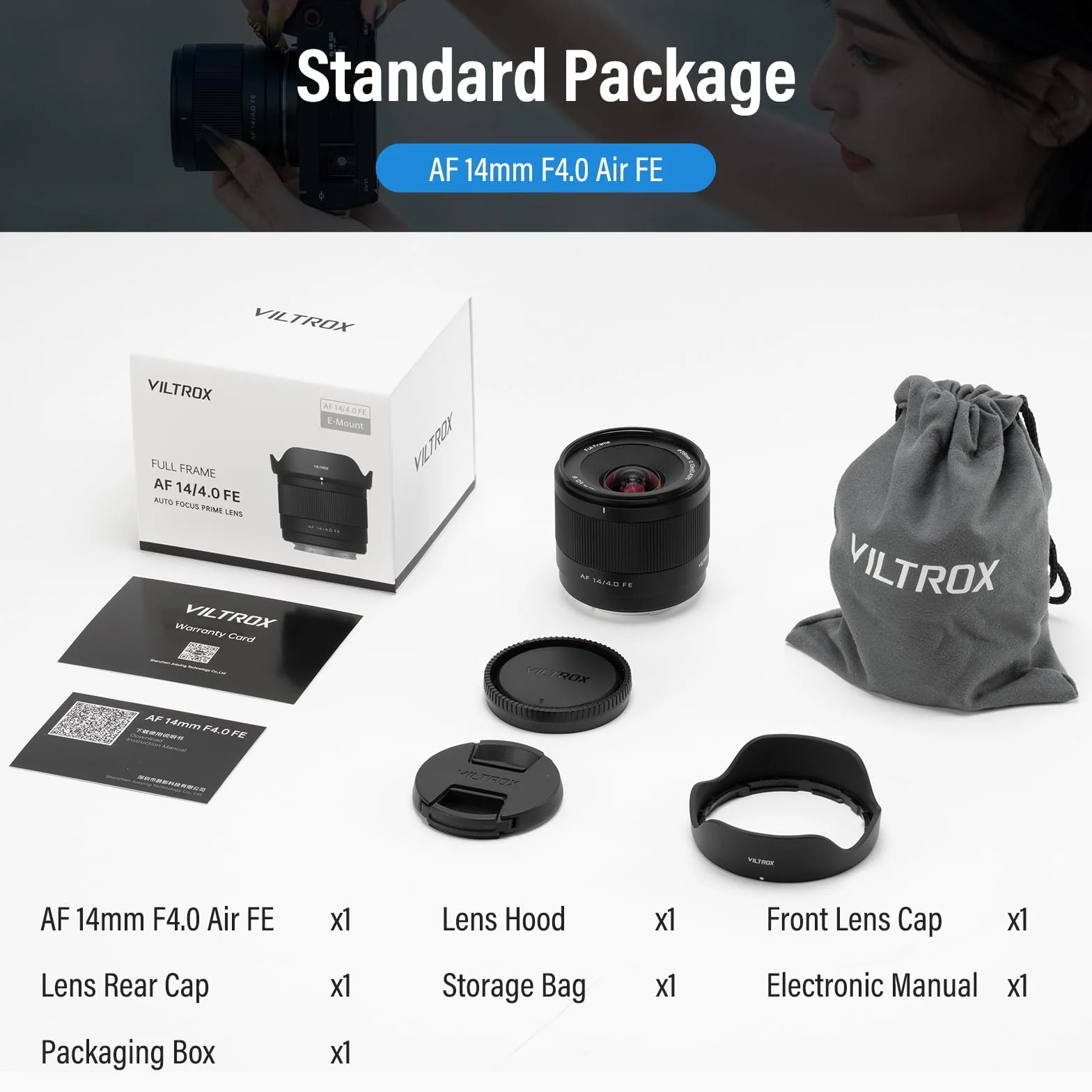 Obiektyw VILTROX 14mm F4.0 Air FE Mount do aparatów Sony E z pełnym kadrem, autofokusem, ultraszerokokątny do Sony A7 A7R A7III A9 A1 FX3ZV-E10 ZV-E10II A6600 A6500 A6400 A6000 FX30