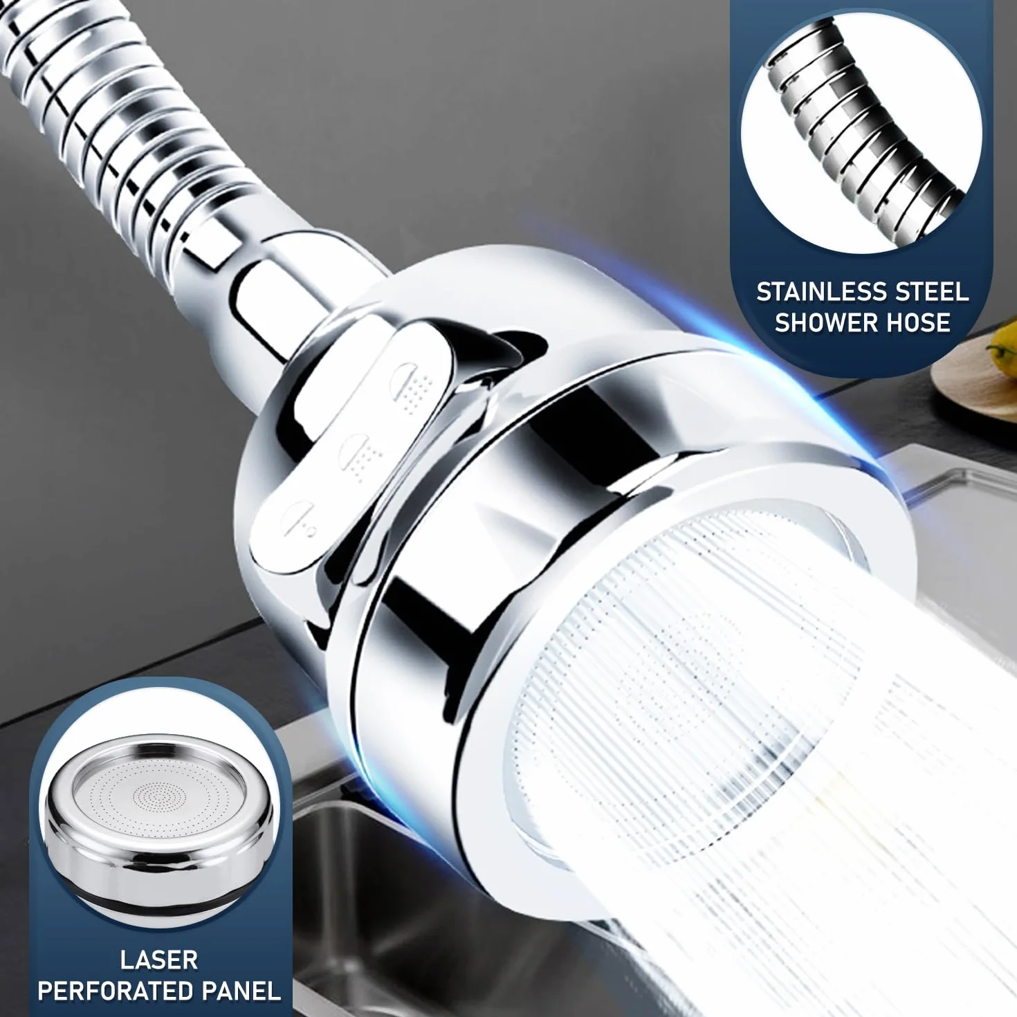 Aerator Bateria Kuchenna Uniwersalny 3 Rodzaje Wyloty Wody Z Wąż Ze Stali Nierdzewnej Elastyczny Aerator Do Kranu Dyfuzor Kran Kuchenny Aerator Kran