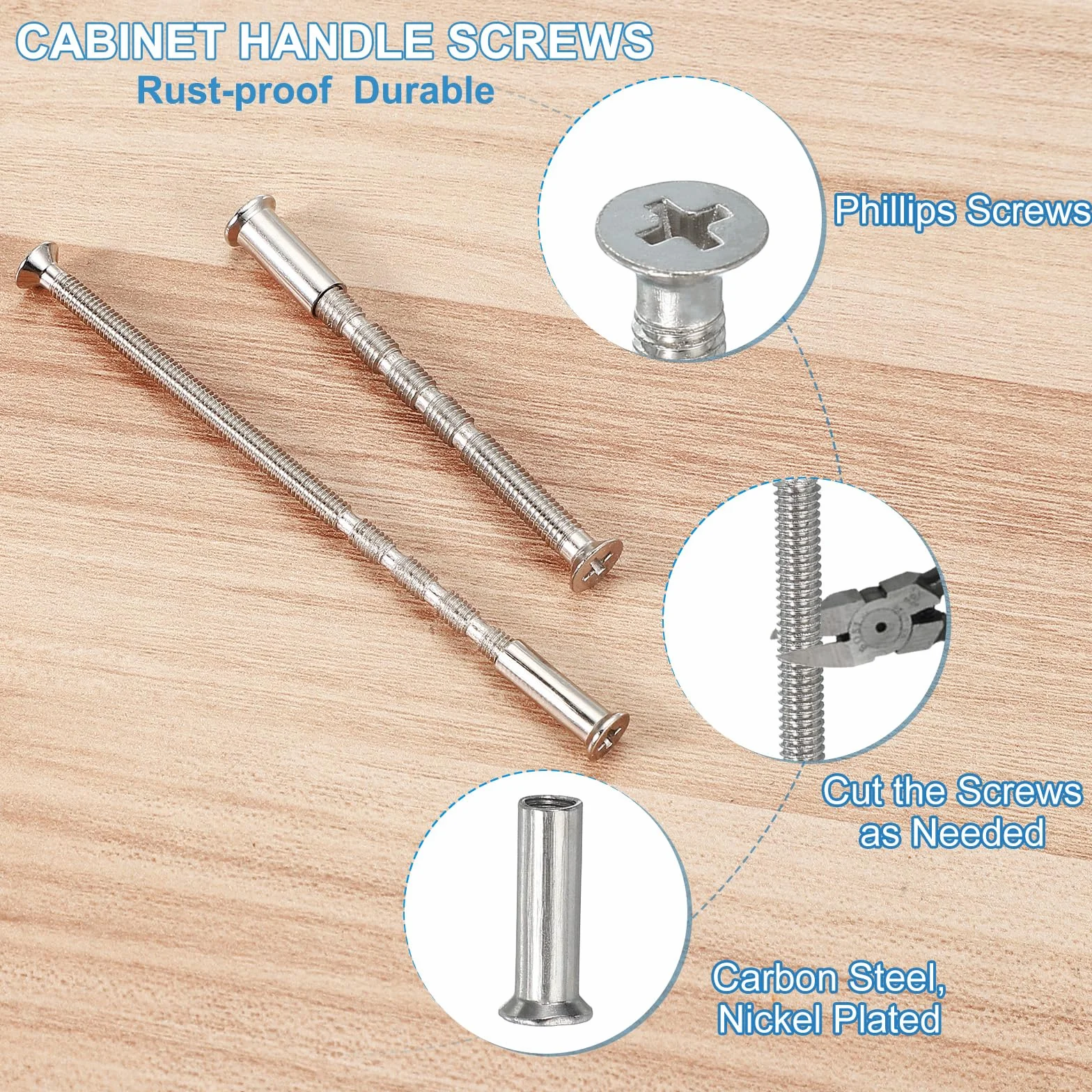 PATIKIL 20 sztuk śrub łączących do mebli, M4 x 80 mm, z łbem stożkowym, z nakrętką tulejkową i śrubami tulejowymi, srebrne łączniki meblowe, śruby do uchwytów drzwi, uchwytów szafek