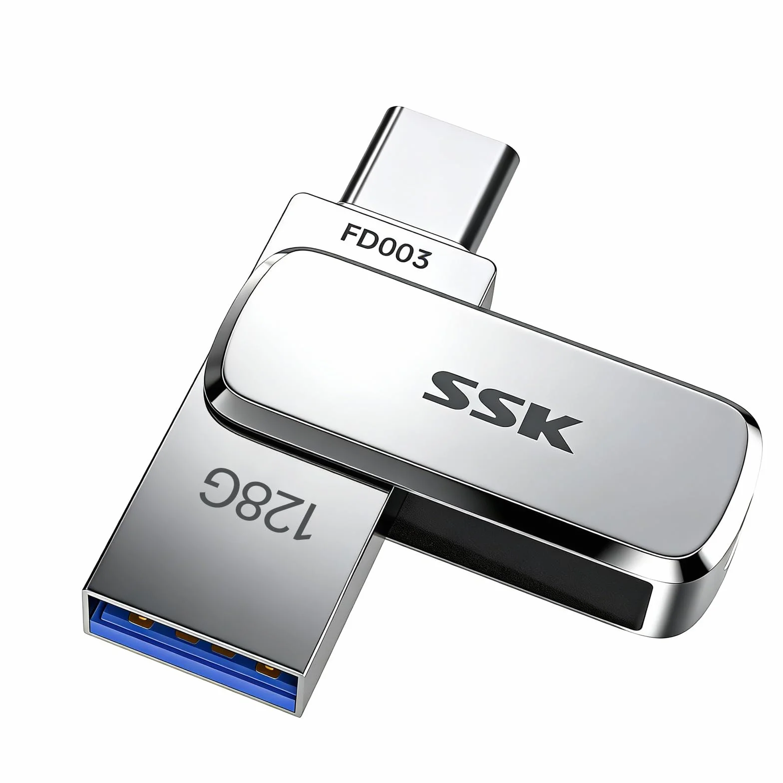 SSK 128 GB pamięć USB C 240 MB/s Dual Memory Stick USB 3.2 USB-A flash Drive do iPhone 15/16 Pro Win Android wodoodporny pyłoszczelny odporny na upadek