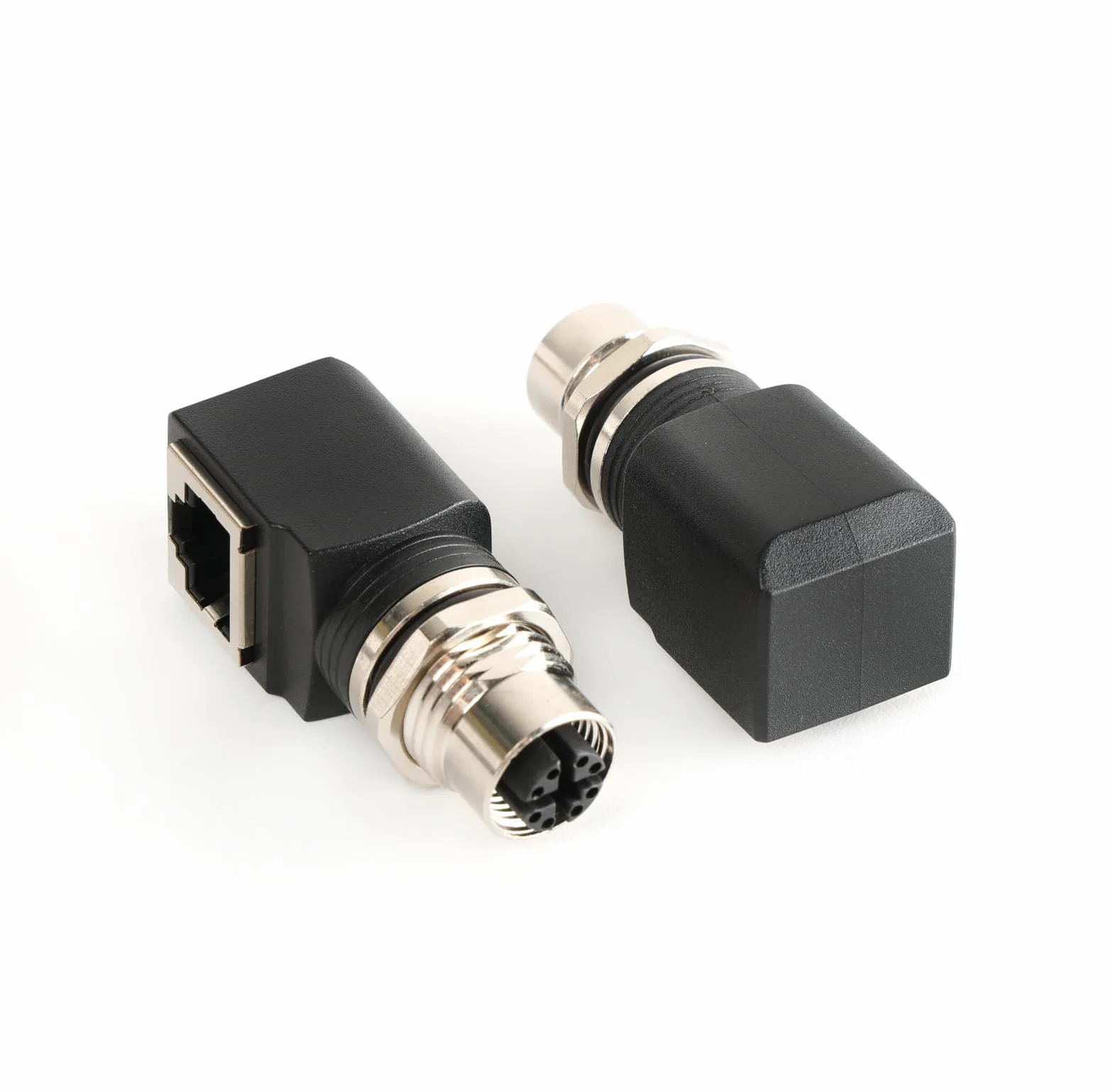 SZRMCC Adapter M12 do RJ45 Jack M12 kod D 4-pinowy męski na RJ45 żeński grodziowy wodoodporny przemysłowy adapter sieciowy Ethernet (8-pinowy żeński rj45 żeński kąt prosty, X-Code 8-pin)