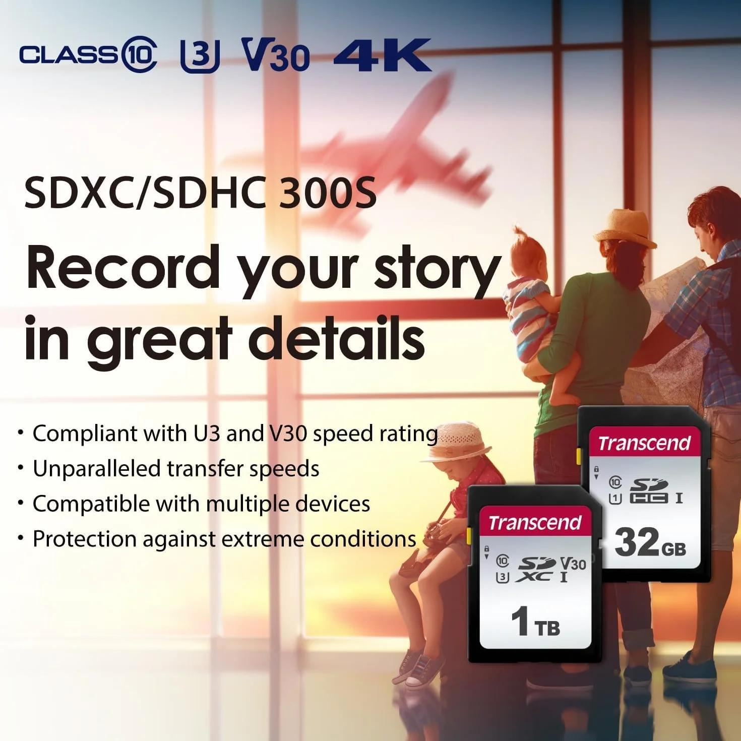 Transcend SDC300S 32GB SD Card UHS-I U1 100/20 MB/s