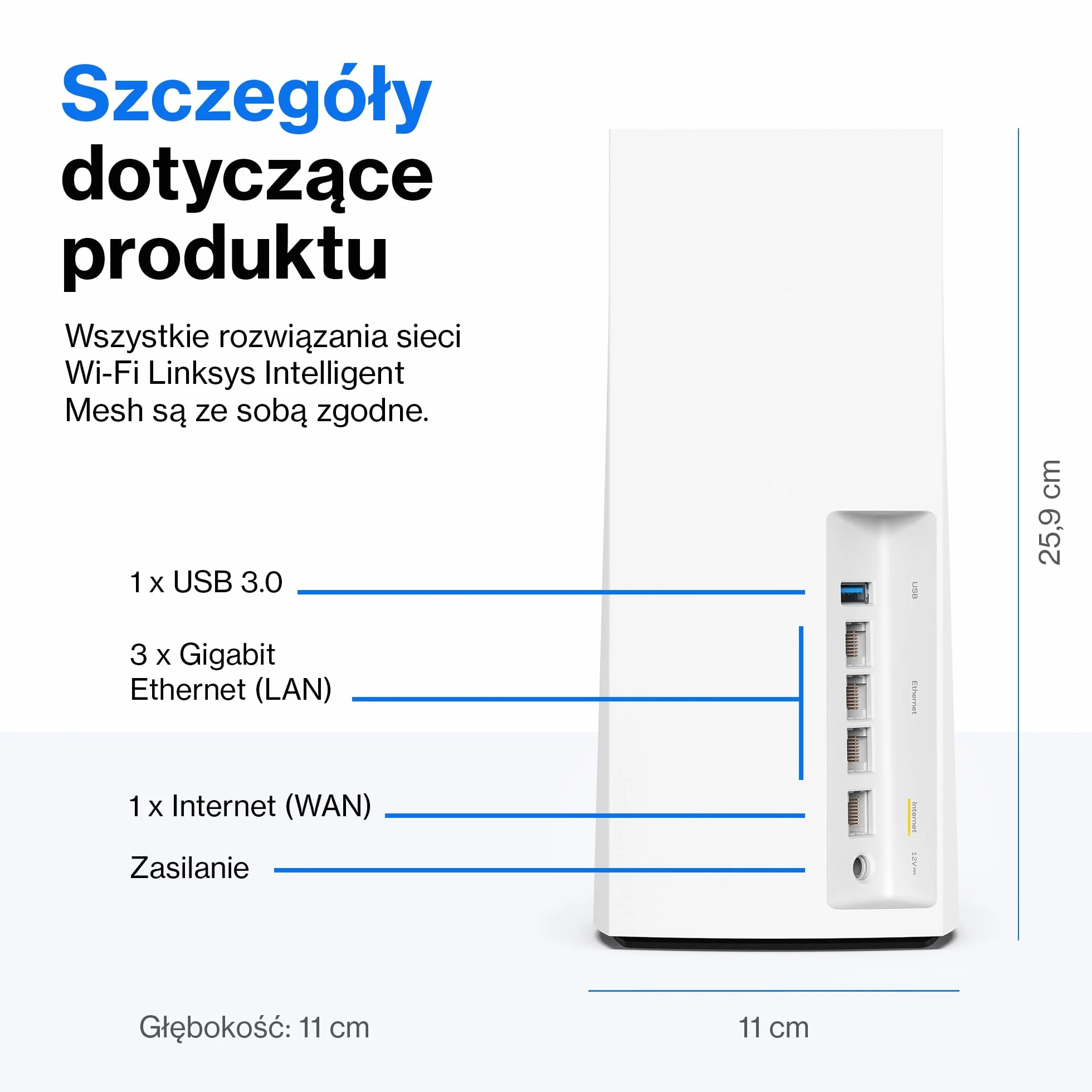 Linksys Velop MX8400 Wi-Fi 6 Mesh System AX4200 router do 525 m2 biały 2 szt.