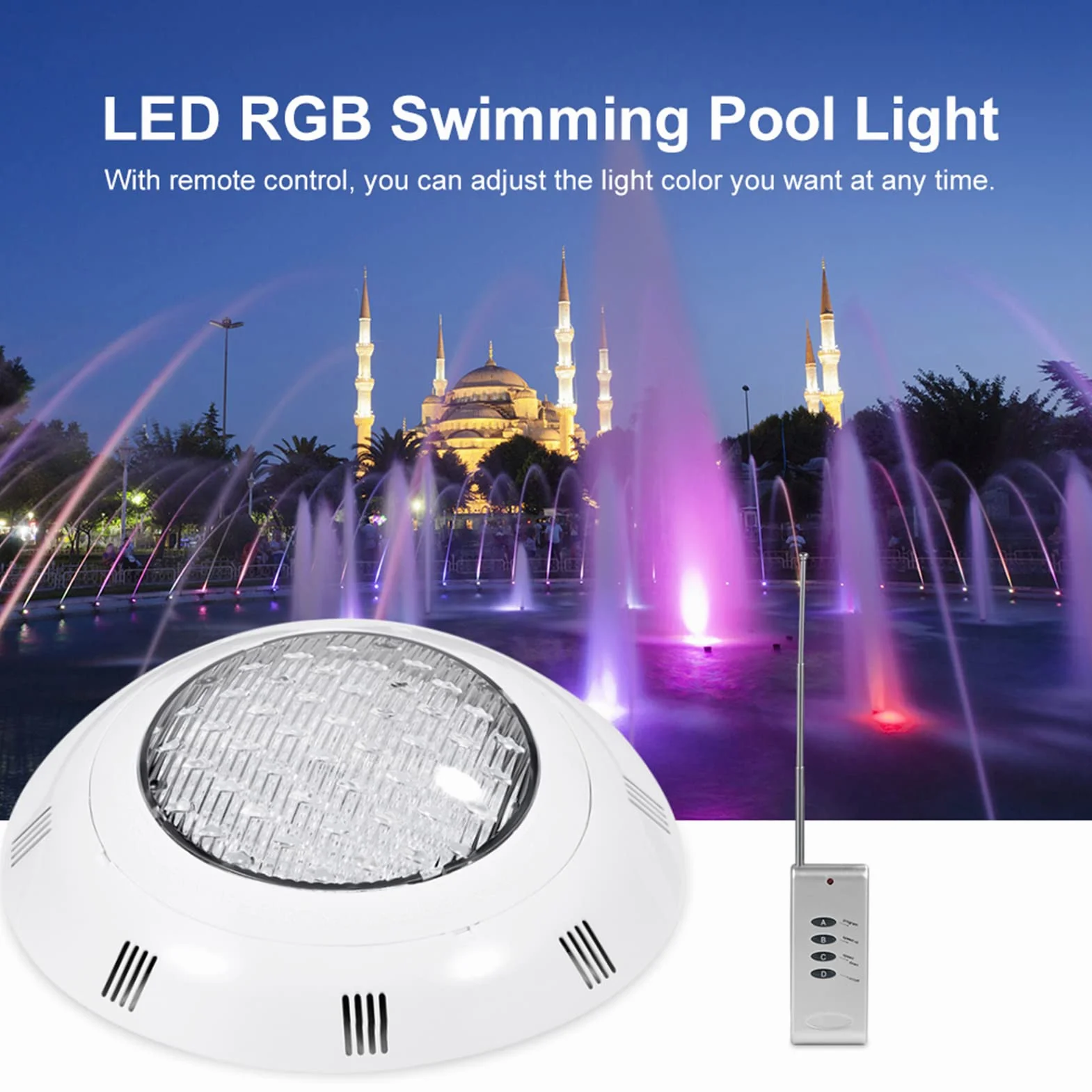 Oświetlenie basenowe LED 35W 360LED Lampa podwodna Basen RGB Wielokolorowe oświetlenie stawu IP68 Wodoodporne z pilotem do oświetlenia zewnętrznego basenu/akwarium