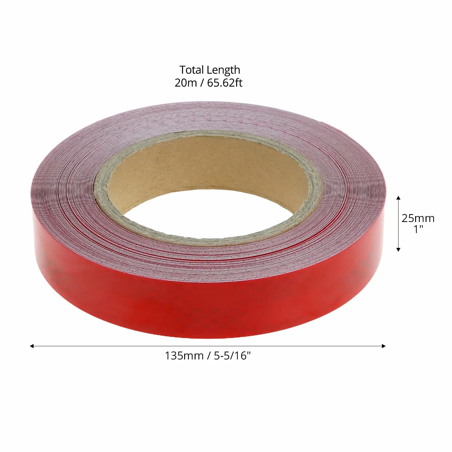 QWORK® Odblaskowa taśma klejąca czerwona 20 m x 2,5 cm – taśma odblaskowa do przyczep, samochodów ciężarowych i rowerowych – wodoszczelna, samoprzylepna taśma ostrzegawcza