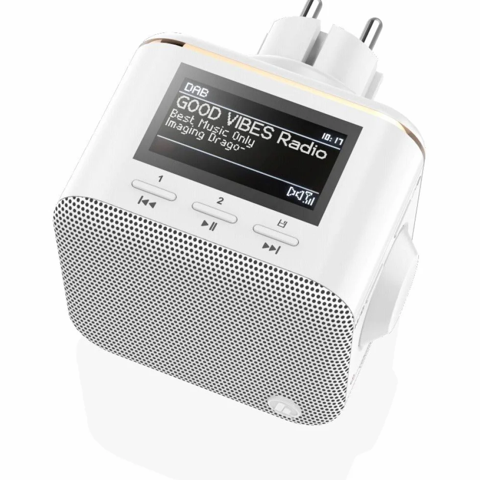 Hama 00054871 Radio z Gniazdkiem DAB+/DAB, Biały/Czarny, 11 x 9 x 8.5 cm