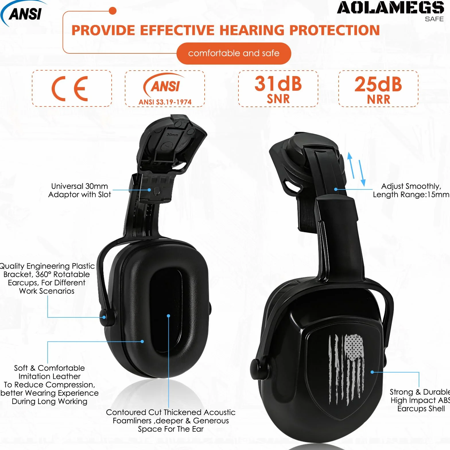 Cascos De Construccion Wentylowany kask ochronny z przezroczystym wizjerem, homologacja OSHA, z paskiem podbródkowym, 6-punktowe zawieszenie