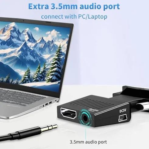 Konwerter VGA na HDMI 1080P 60Hz Adapter wideo do komputera