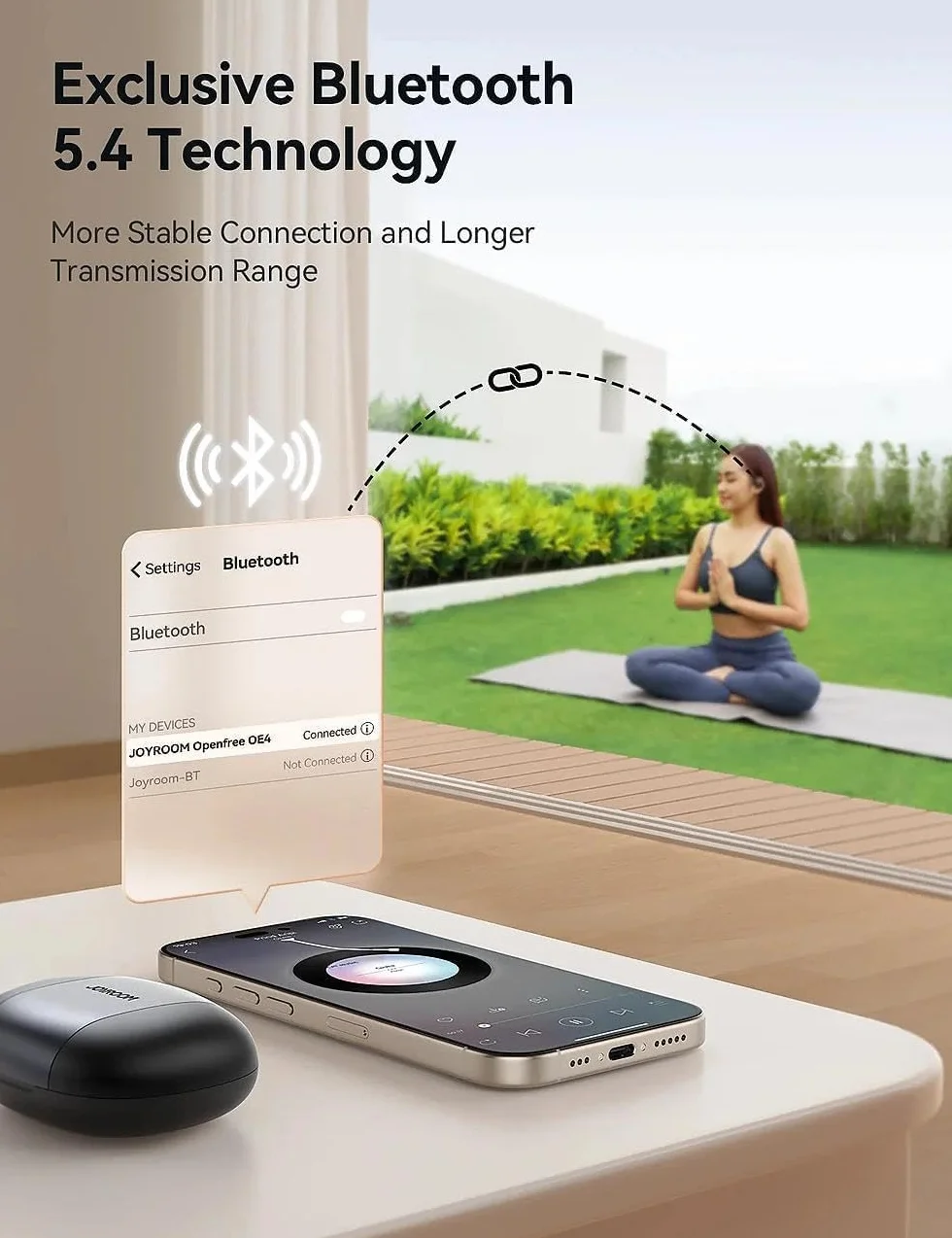 JOYROOM Słuchawki douszne Open Ear Bluetooth 5.4 cyfrowy wyświetlacz LED 50h odtwarzania wodoodporne IPX4