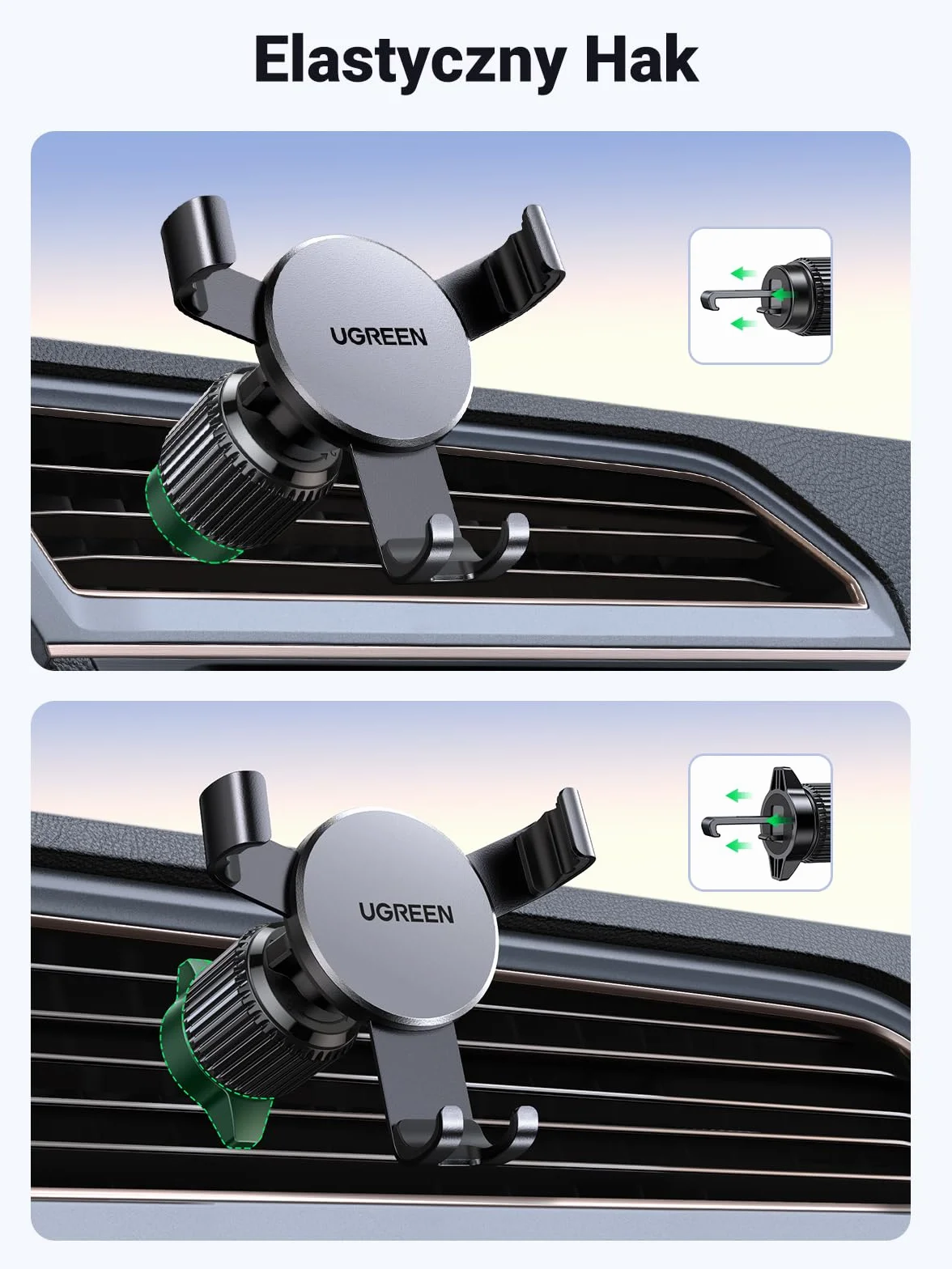 UGREEN Uchwyt Samochodowy na Telefon Kompatybilny z iPhone 14 13 12 Pro Max Galaxy S22 S21 S20 Huawei P30 P20