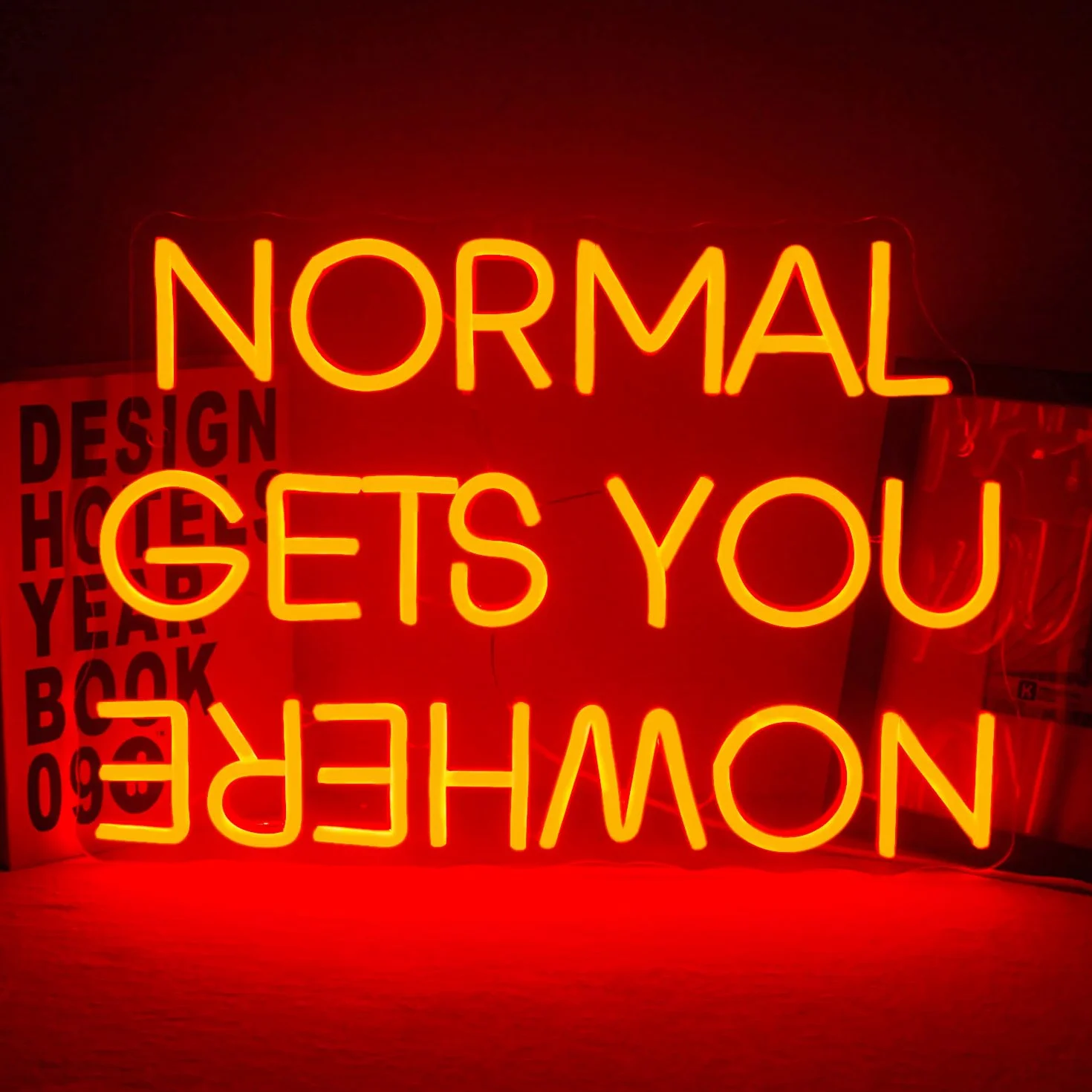 Wanxing Normal Gets You Nowhere neonowy szyld, czerwony, neonowy znak, inspirujące neonowe światło, do dekoracji ściennej, szyld reklamowy LED, do sypialni, fitnessu i obszarów roboczych