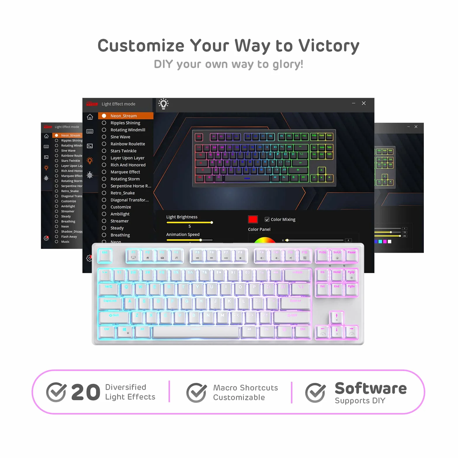 RK ROYAL KLUDGE Sink87G RGB Wireless TKL mechaniczna klawiatura do gier, 87 klawiszy, brązowe przełączniki