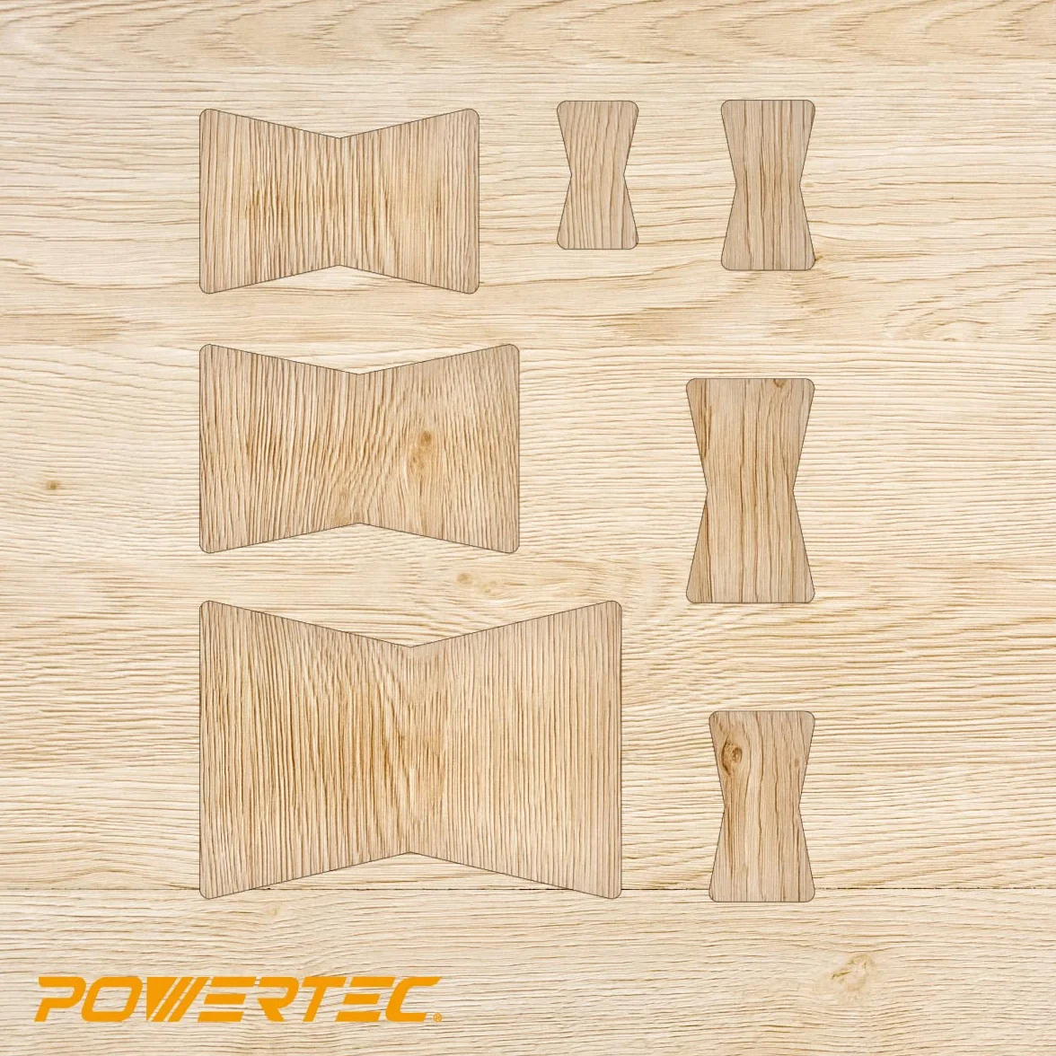 POWERTEC 71356 przezroczysty akrylowy motyl muszka szablon do obróbki drewna, dekoracyjne szablony do frezowania drewna, zestaw do precyzyjnych cięć (szablon 7 w 1)
