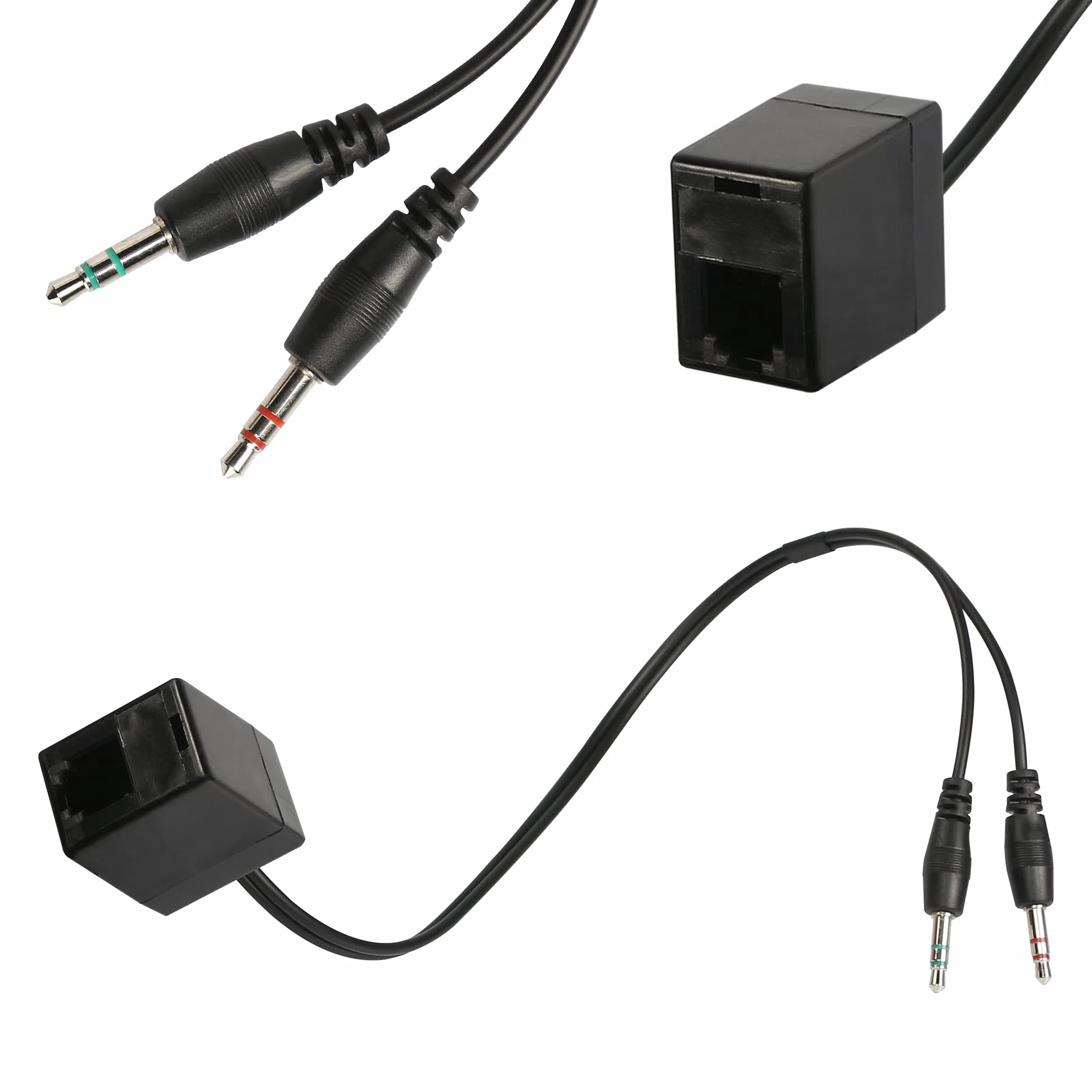 QIANRENON RJ9 4P4C na 3,5 mm kabel adaptera telefonicznego żeński na podwójny męski stereo