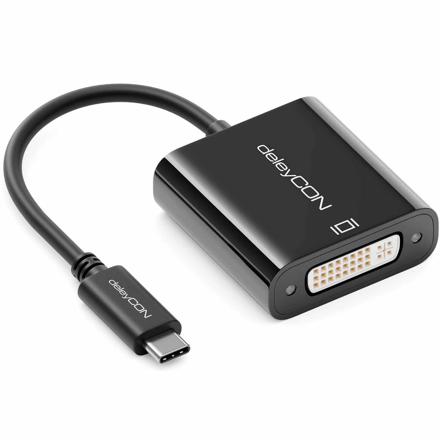 deleyCON Konwerter USB C na DVI 1080p Full HD Męski Żeński Czarny