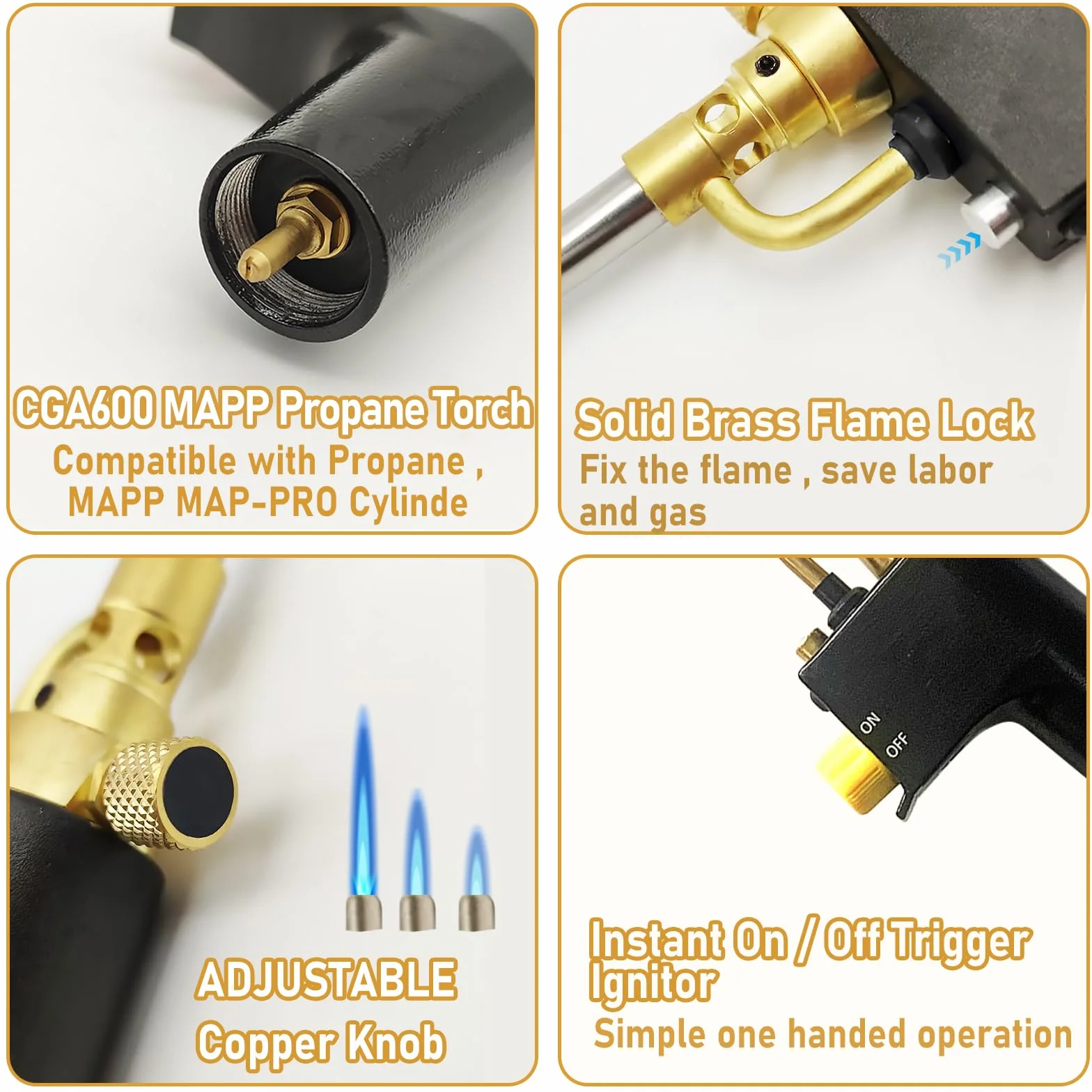 MAPP Palnik gazowy o wysokiej intensywności Propane, MAP PRO, zestaw palników turbo, lutowanie gazowe, wyzwalacz hydrauliczny, palnik lutowniczy, do spawania farby, steków