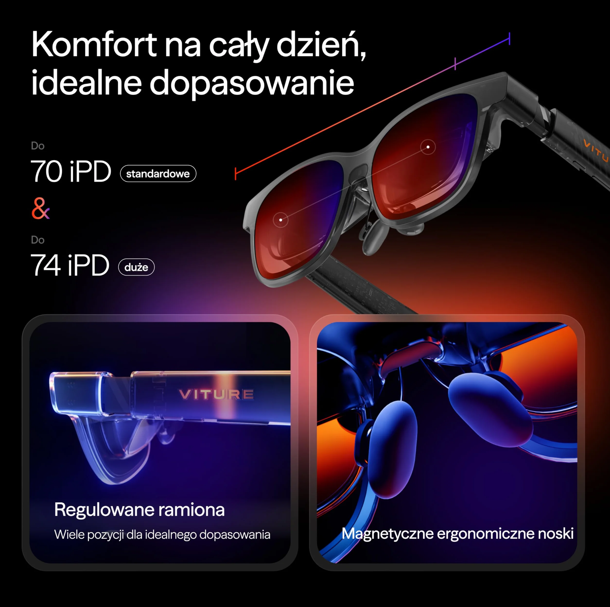 VITURE Luma Pro XR Okulary 152" 1200p 120Hz Ultra Ostry wyświetlacz 52° FOV Folia Elektrochromowa Harman Audio dla iPhone Android Mac PC Steam Deck Switch 2