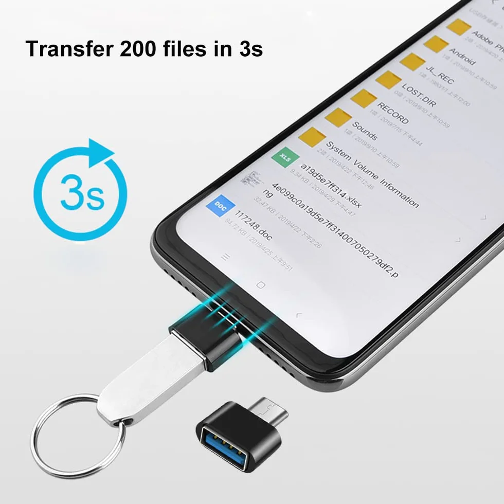 Adapter USB C na USB 3.0 OTG 4 Sztuki, Kompatybilny z MacBook iPhone 17/16/15 iPad Samsung Galaxy S25 S24 S23 A56 A36 A16, Czarny