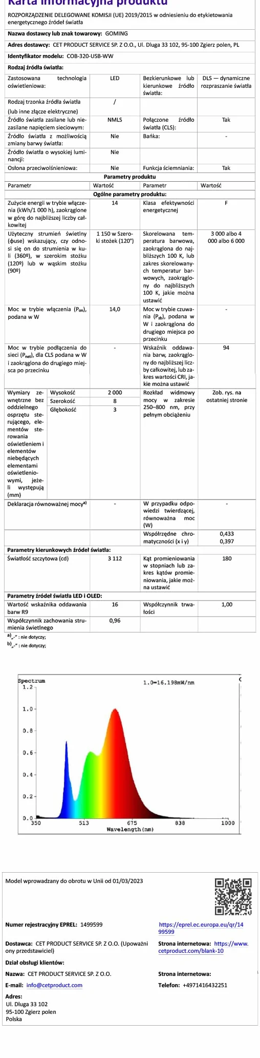 GOMING 5V Taśma LED COB USB Ciepła Biel 3000K IP65 Wodoodporny Zasilany przez USB CRI 93+ 640LEDs 2M Jednolite Światło Elastyczny Pasek LED dla DIY Oświetlenie Dekoracyjne