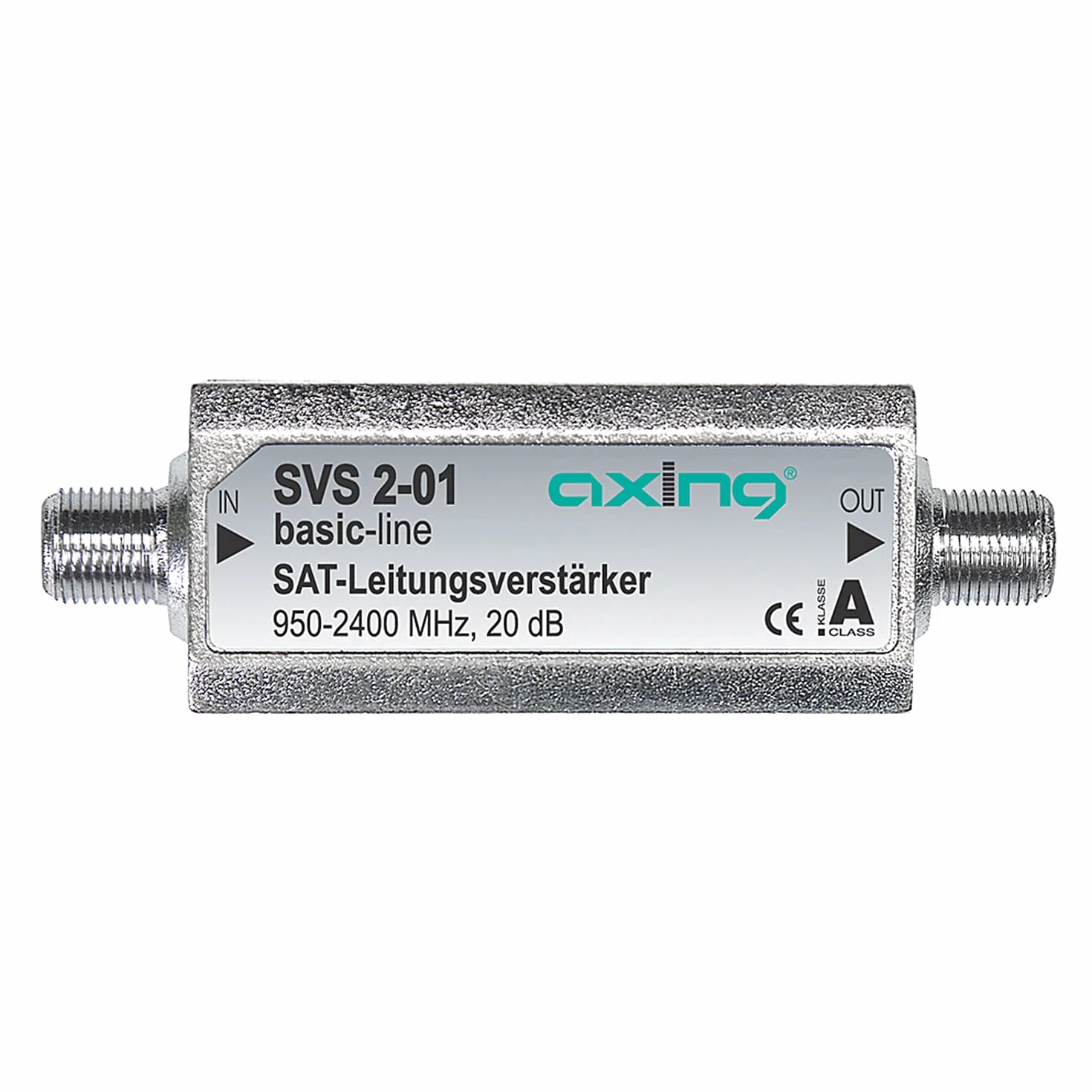 Axing Svs00201 SVS 2-01 Wzmacniacz Liniowy Satelitarny, Srebrny, 20 dB/950-2400 MHz