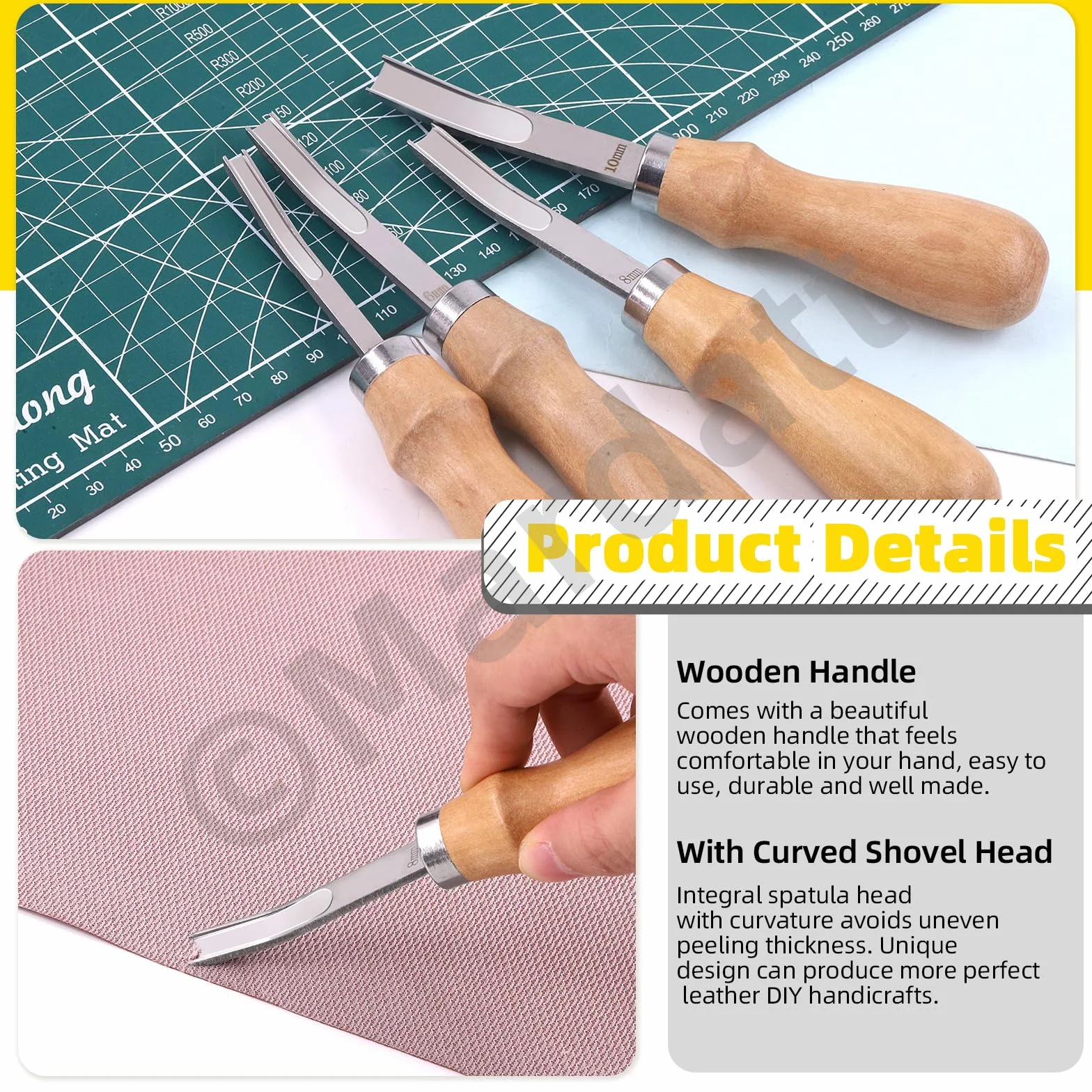 7 szt. 4 rozmiary Leather Edge Skiving Tool Leather Craft Leather Edge Trimmer with Wooden Handle for Leather Craft Working
