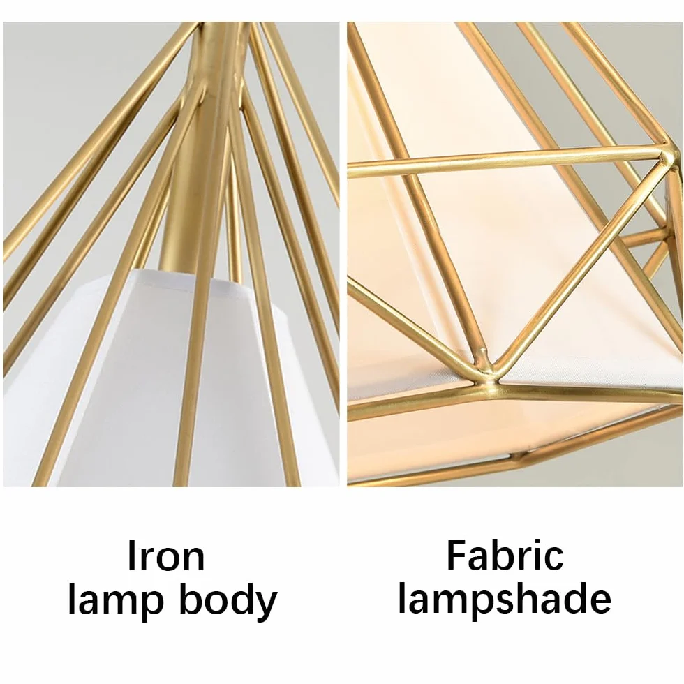 Lampa wisząca z 3 światłami w podstawie E27 z abażurem z tkaniny, oprawa oświetlenia wewnętrznego z metalową klatką, przemysłowa lampa wisząca w stylu vintage do sypialni, jadalni, wiejskiego domu
