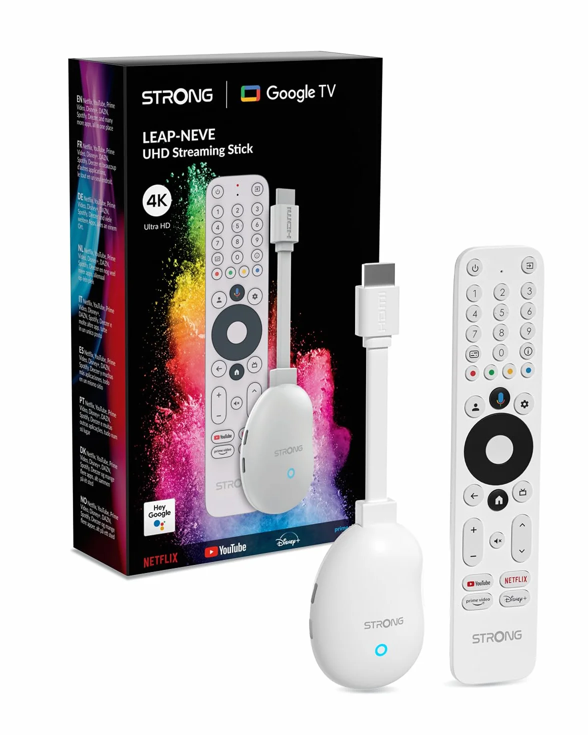 STRONG 4K UHD Android TV Streaming Box Google TV HDMI Stick Wi-Fi 6 Chromecast Dolby Vision Atmos biały