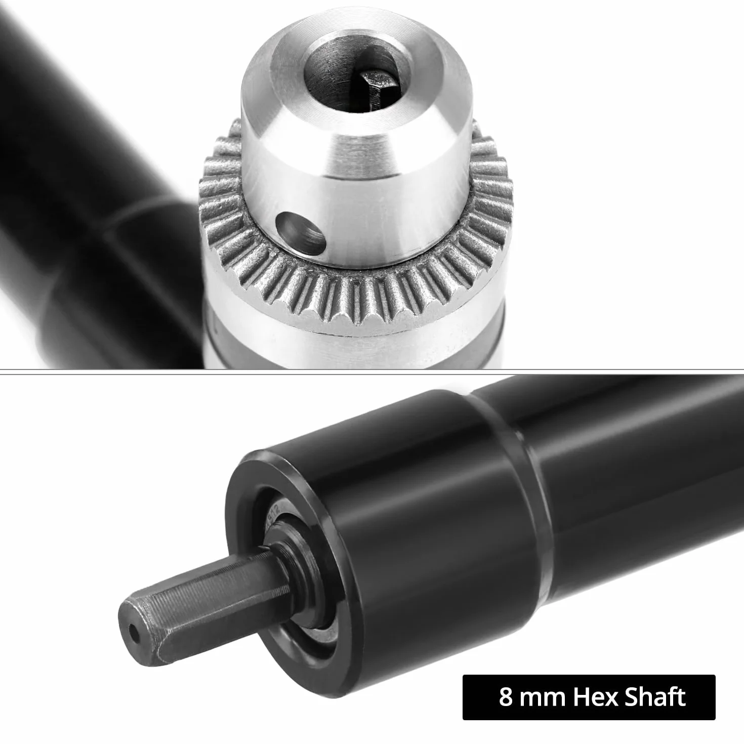 QWORK® Adapter do wierteł kątowych, uchwyt kątowy 90°, uchwyt wiertarski 0,8-10 mm, stop aluminium, maksymalny moment obrotowy 25 Nm