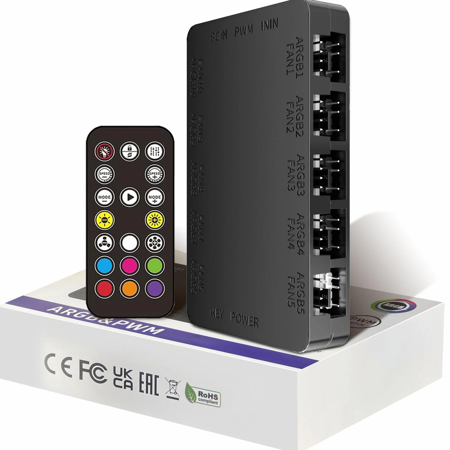 Oddtone 2-w-1 ARGB PWM Hub 10 x 4-pin PWM 10 x 5V 3-pin ARGB SATA wentylatorów kontroler