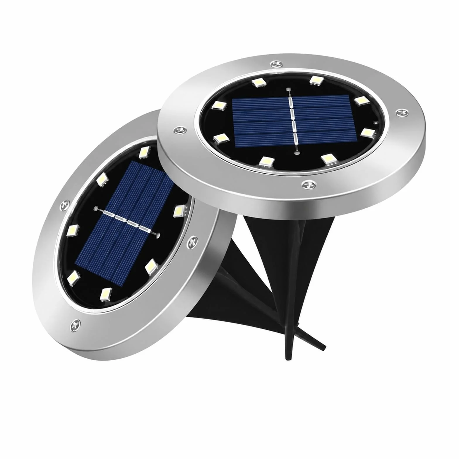 Lampy Solarne Naziemne, Solarne Lampy Gruntowe 8LED Zewnętrzne Ze Stali Nierdzewnej do ścieżki tarasowej(White,8PCS)