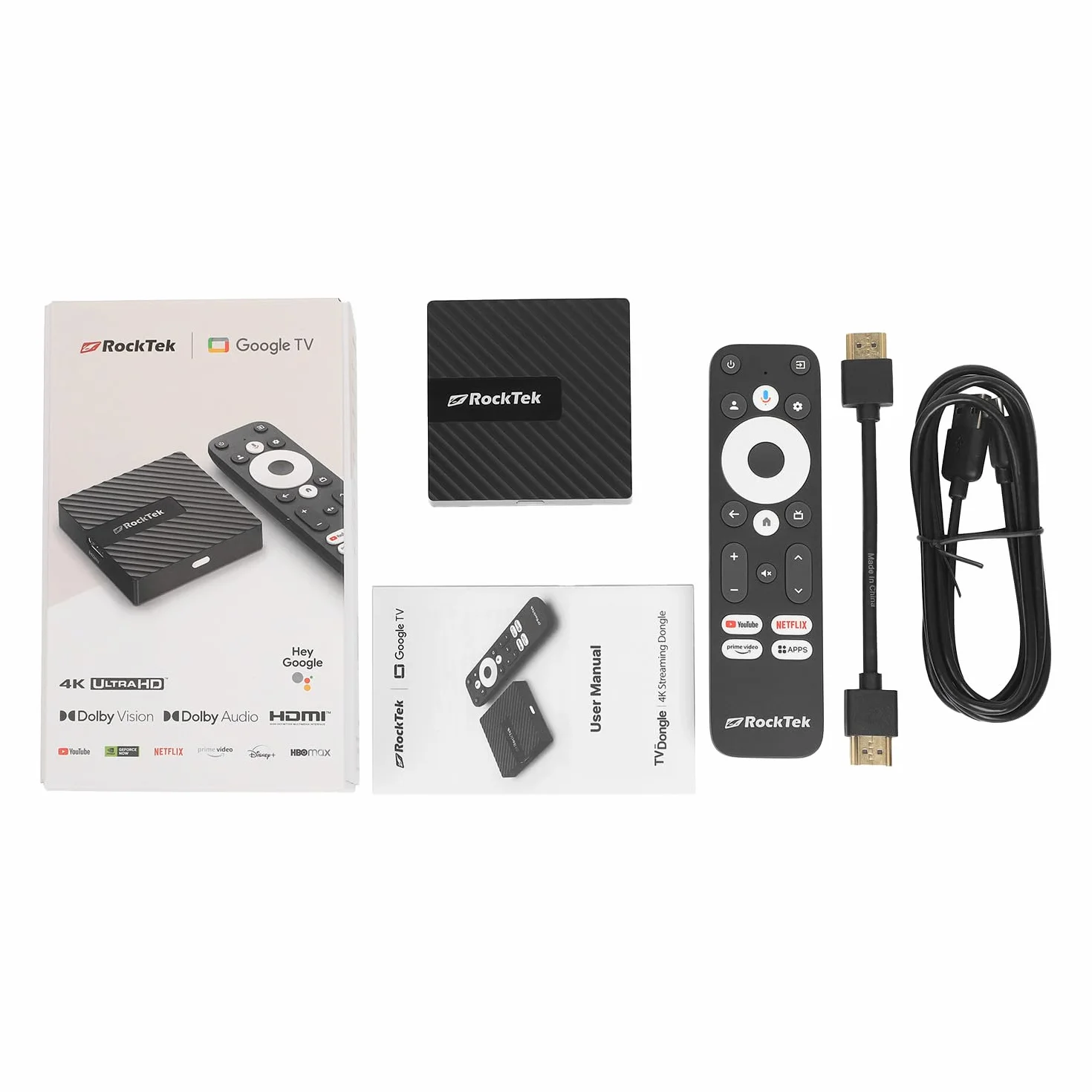 RockTek GB1 Android TV Box CPU ARM Cortex-A55 Realtek RTD 1315C, GPU Mali-G57, 2 GB RAM, 16 GB pamięci eMMC, zdalne sterowanie Bluetooth, Wi-Fi 5, BT 5.0, HDMI 2.1, 4Kx2K@60fps, Android TV 12