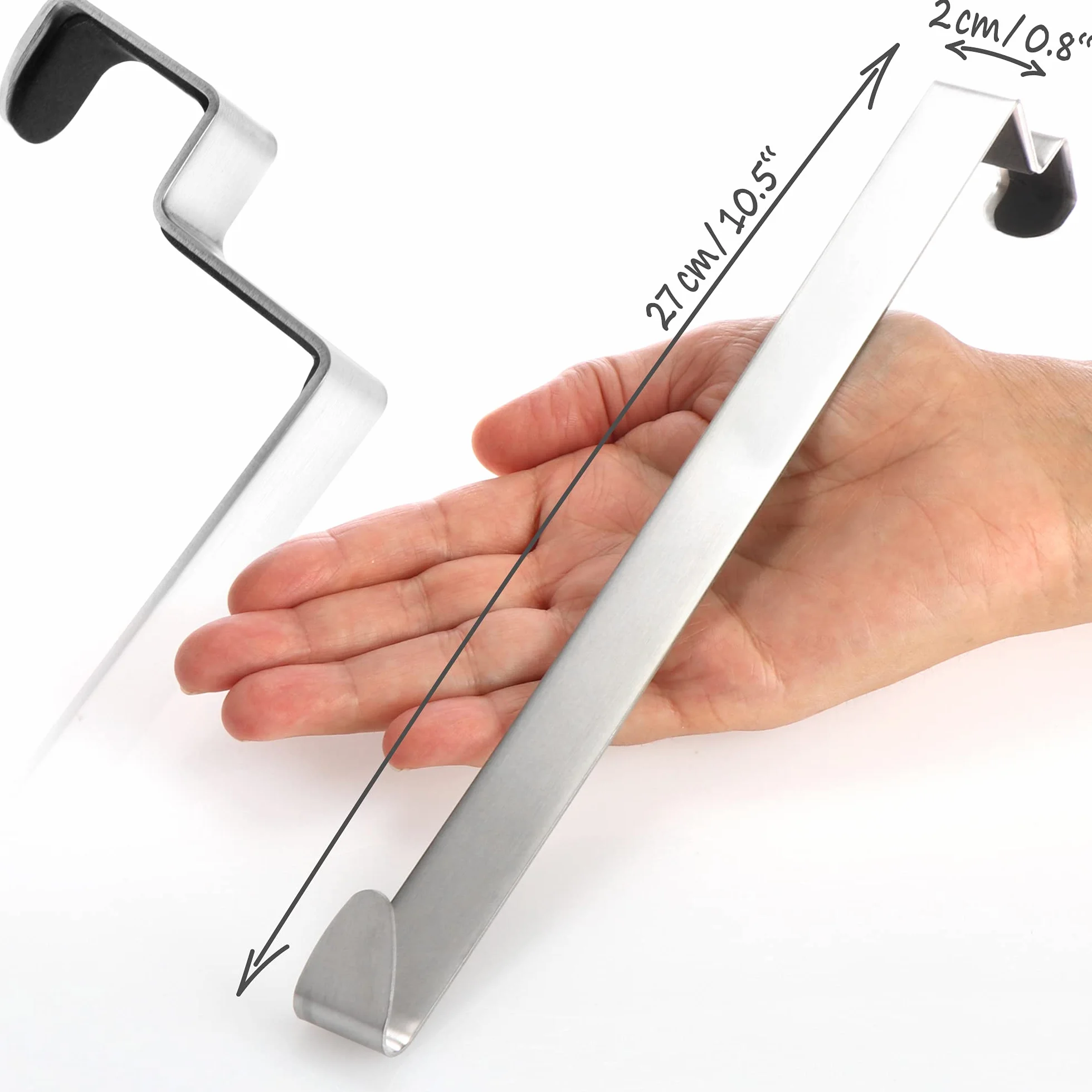 COM-FOUR® 4x Haczyki na Drzwi ze Stali Nierdzewnej - 27 cm do Wienców i Dekoracji - Wieszaki na Drzwi i Ubrania do Wewnątrz