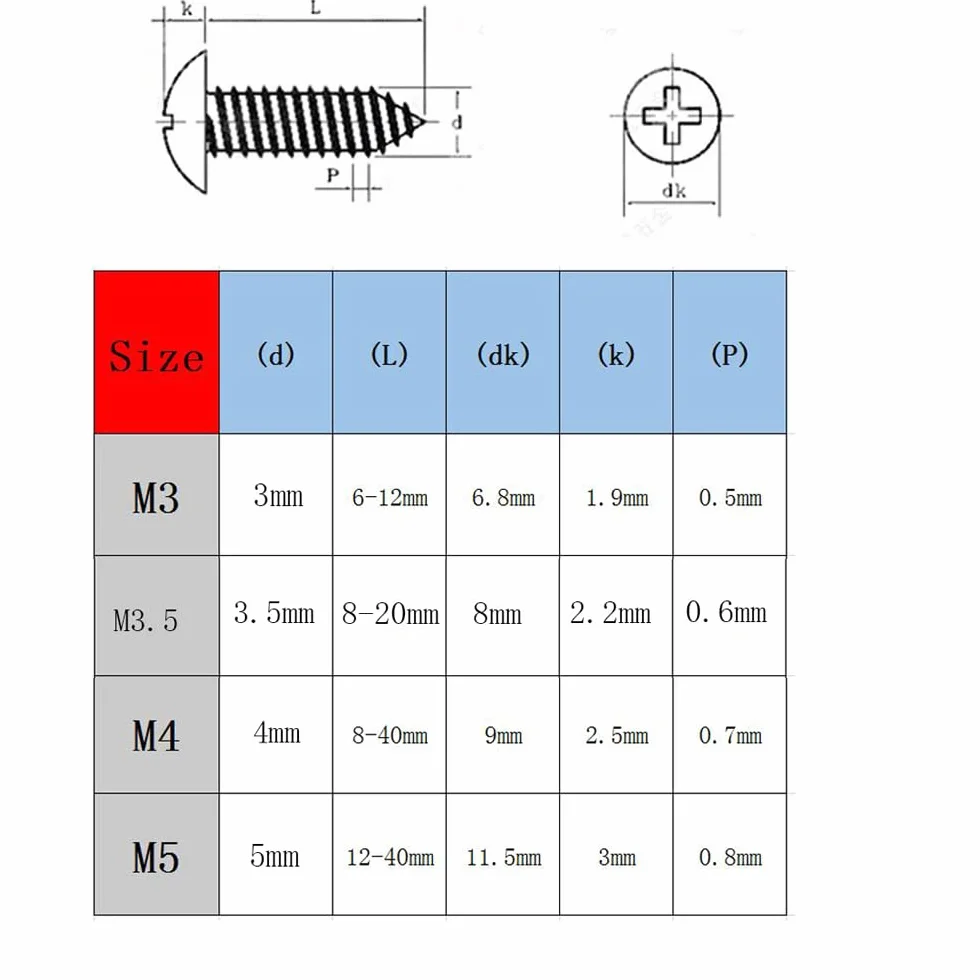 20 sztuk wkrętów samogwintujących M5 x 16 mm czarne wkręty krzyżowe ze stali węglowej do drewna materiałów miękkich i płyt gipsowych z okrągłymi łbami