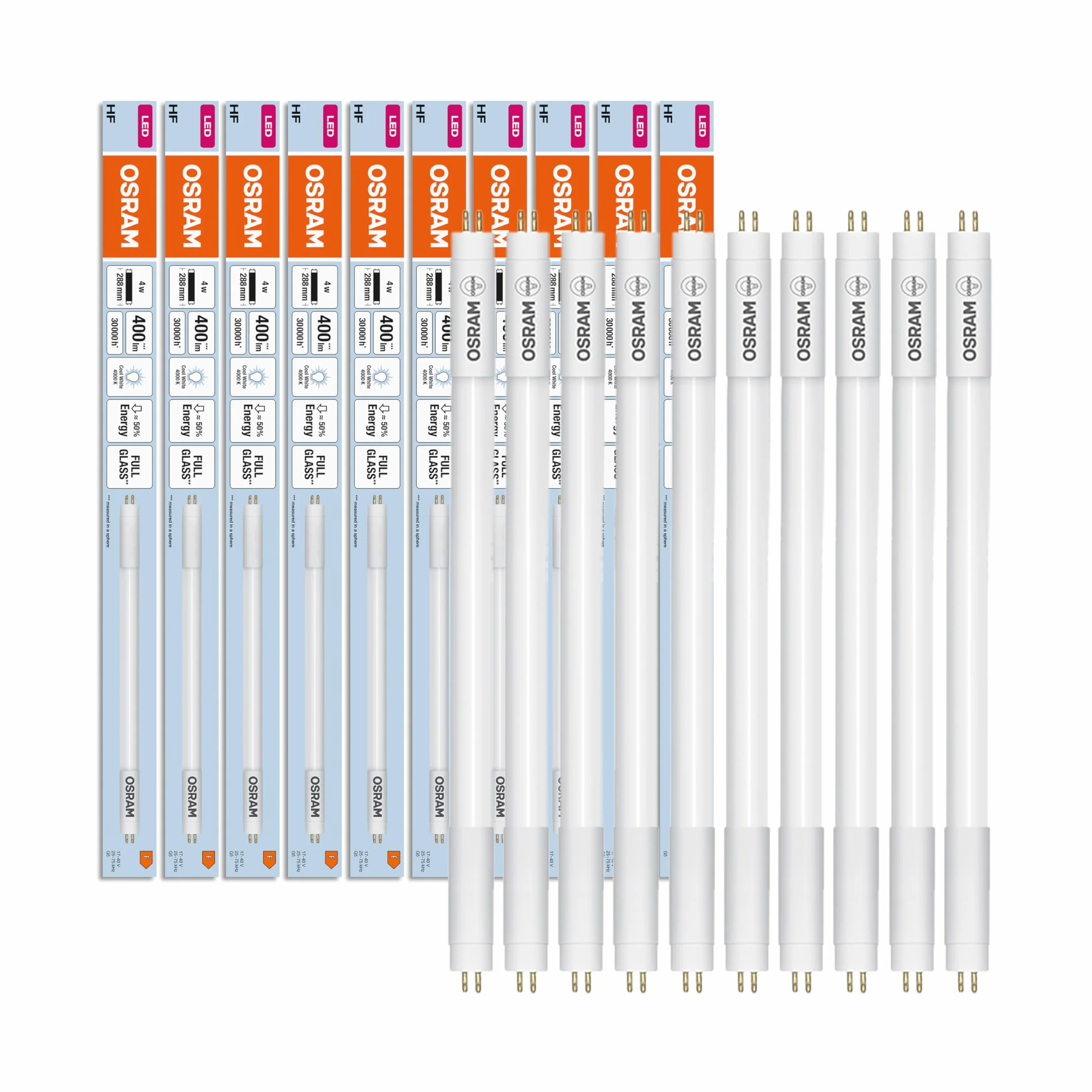 OSRAM LED T5 Hf L8 Krótki 288 mm, Liniowa Rurka LED, 4W, 400LM, 4000K, Zimne Białe Światło, Zamiennik LED dla Klasycznych Rur Fluorescencyjnych T5 z Gniazdem G5