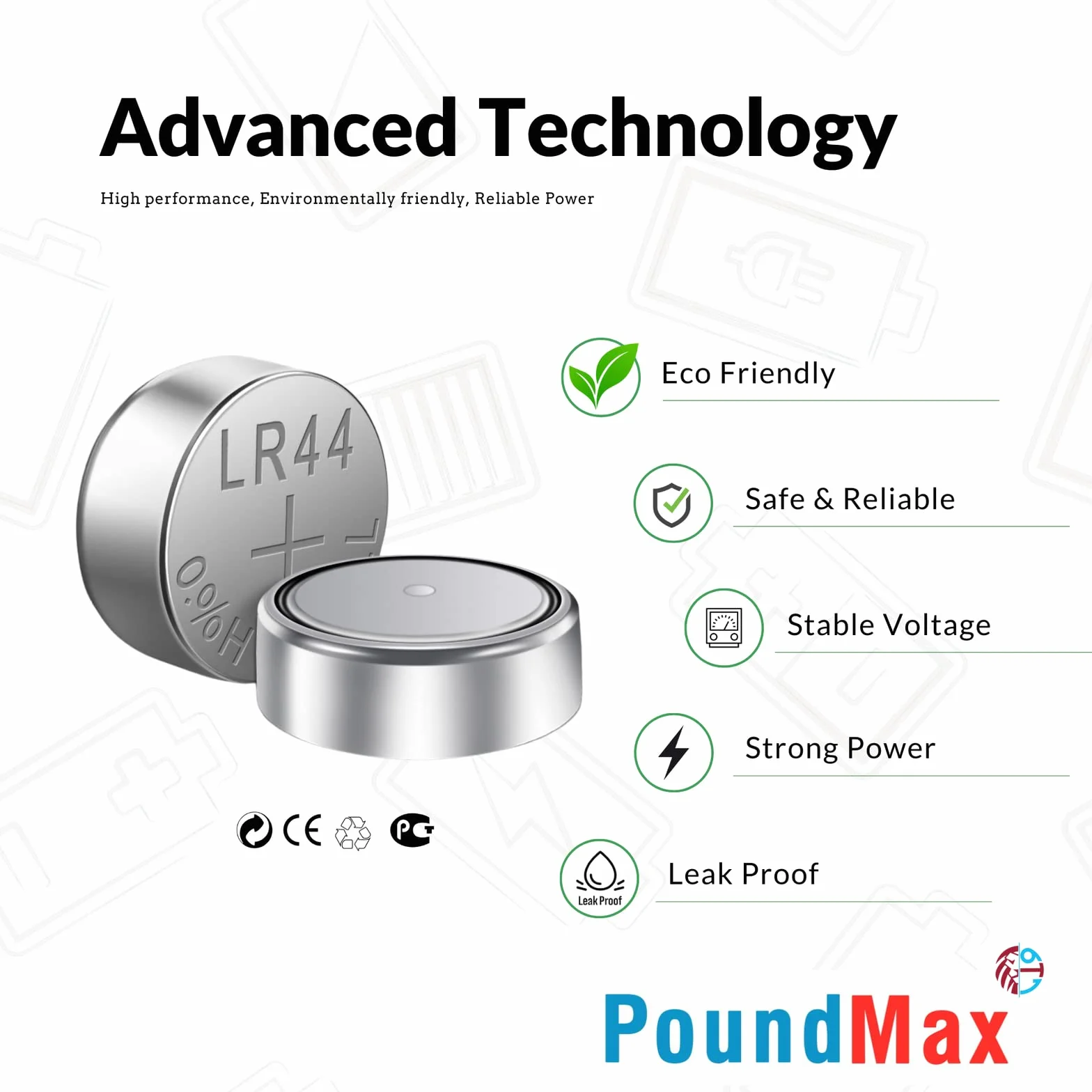 PoundMax AG13 LR44 1,5 V alkaliczna bateria guzikowa