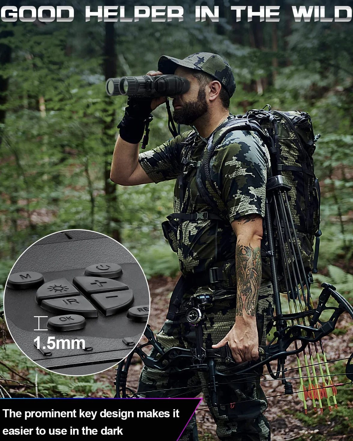 Noktowizor Cyfrowa Lornetka Noktowizyjna Dowesyeen 1280P Zoom Cyfrowy 5X Ekran 4" Odległość 1312ft 32GB