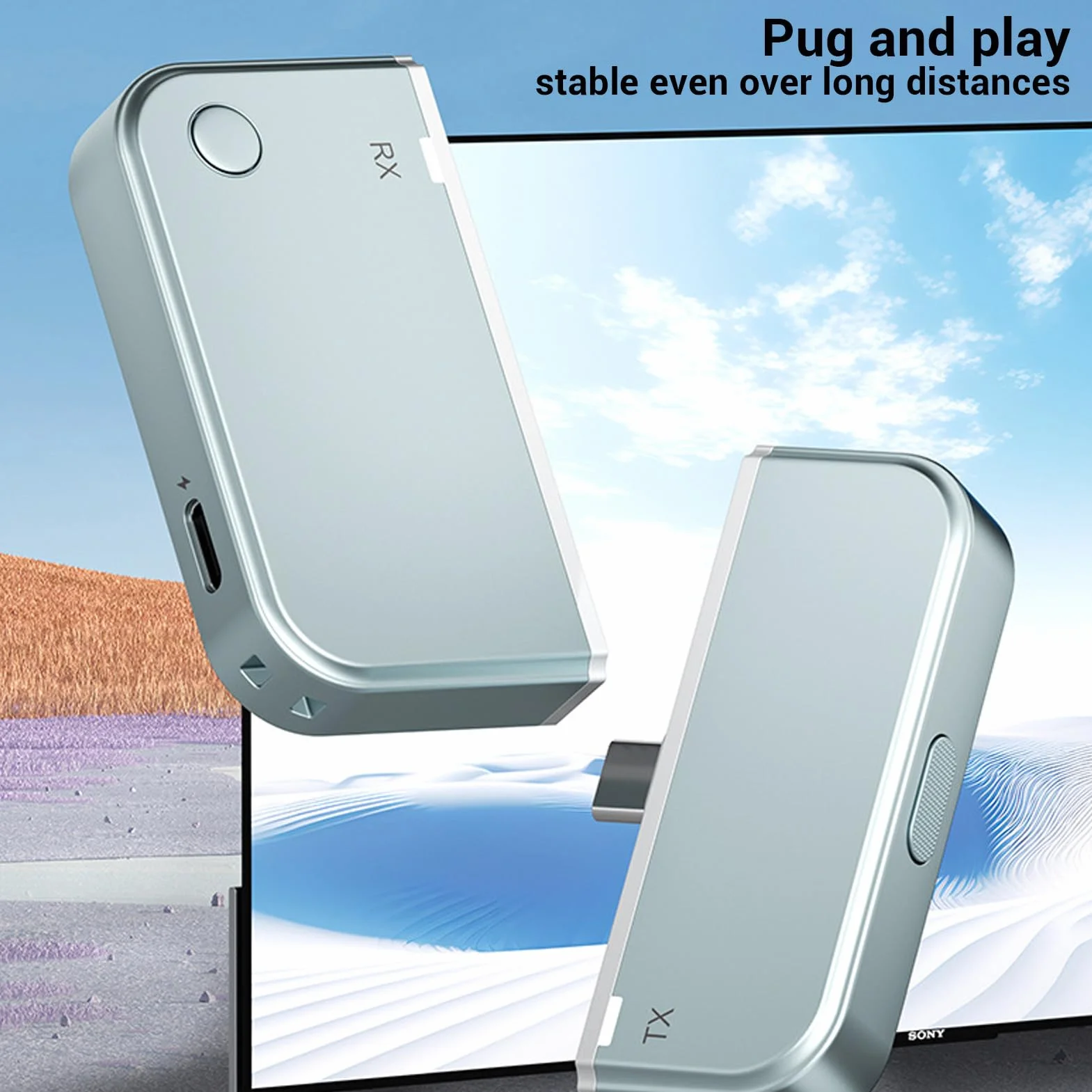 Elprico Bezprzewodowy Nadajnik i Odbiornik HDMI Typu C, 4K, 1080P, 2,4G/5G Plug & Play
