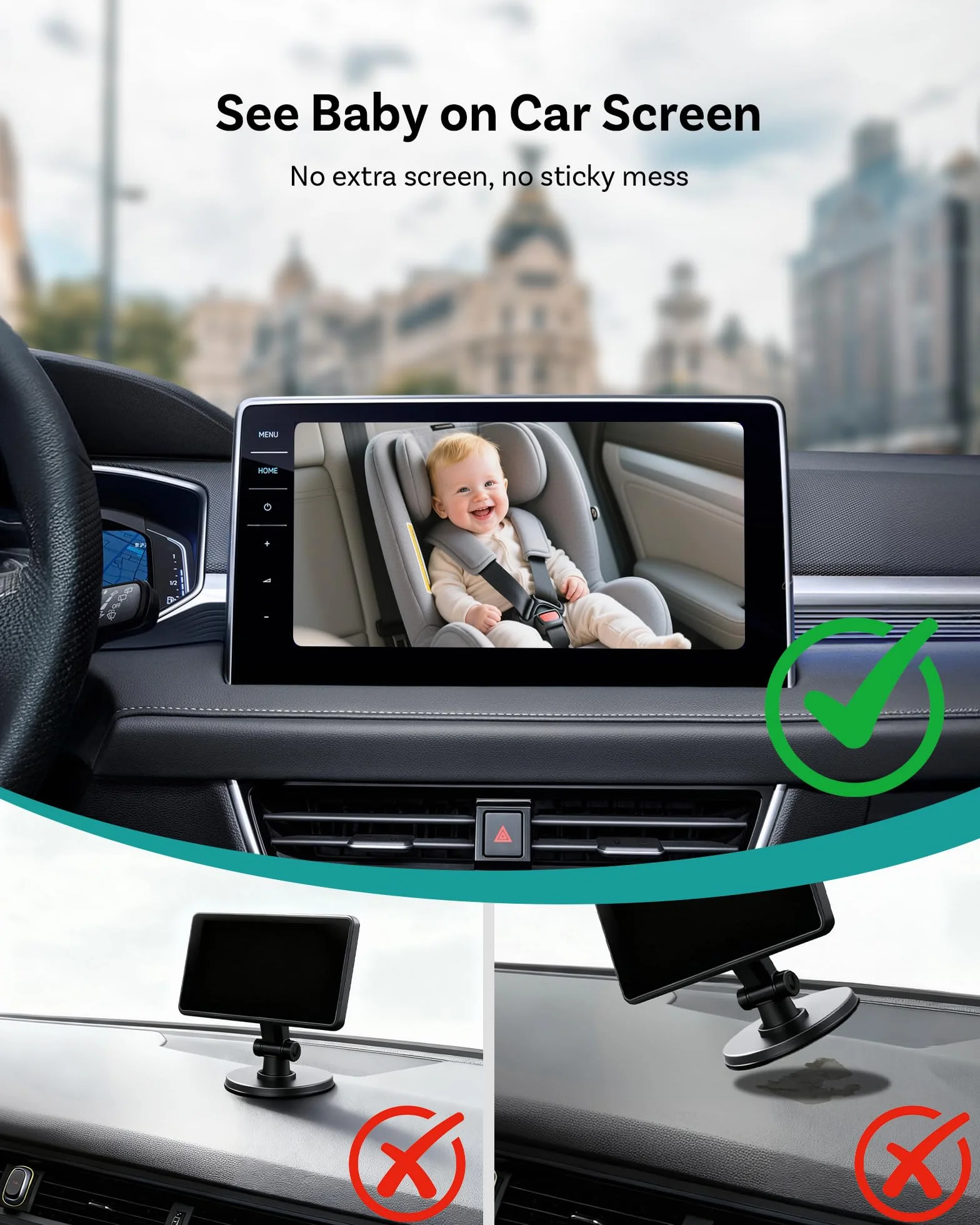 Ottocast Cabin Care 2026 Mini Bezprzewodowy Adapter CarPlay Kamera 1080P 150° Szerokokątny Widok na Tył USB-A