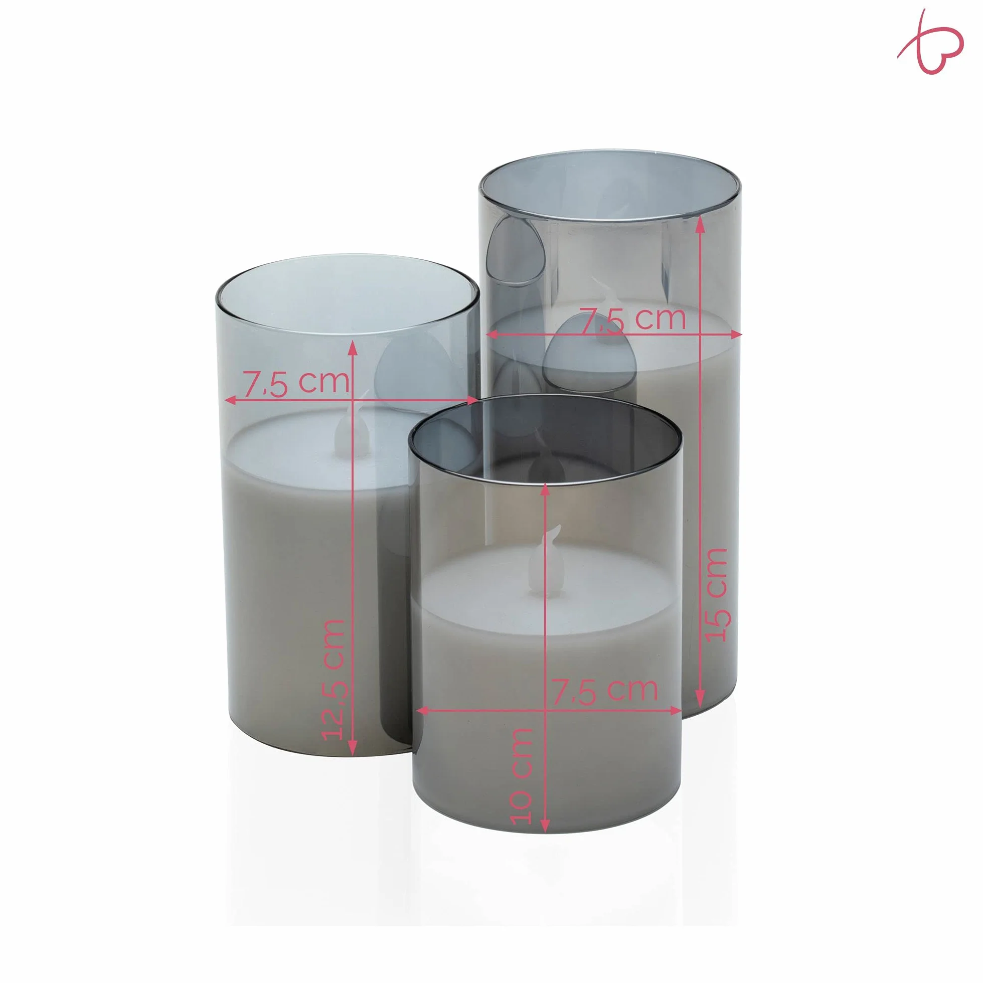 Pauleen 48026 Classy Smokey Candle 3-częściowy zestaw baterii szary/biały szkło/wosk