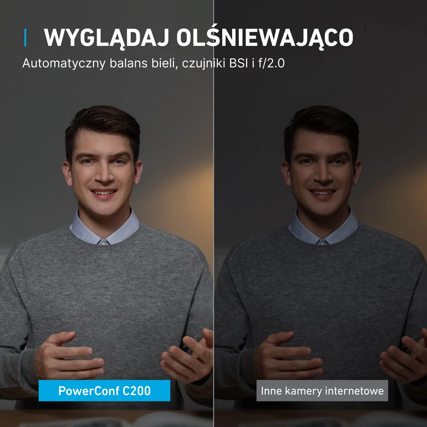 Anker PowerConf C200 2K kamera internetowa z redukcją szumów AI, mikrofony stereo, regulowane pole widzenia