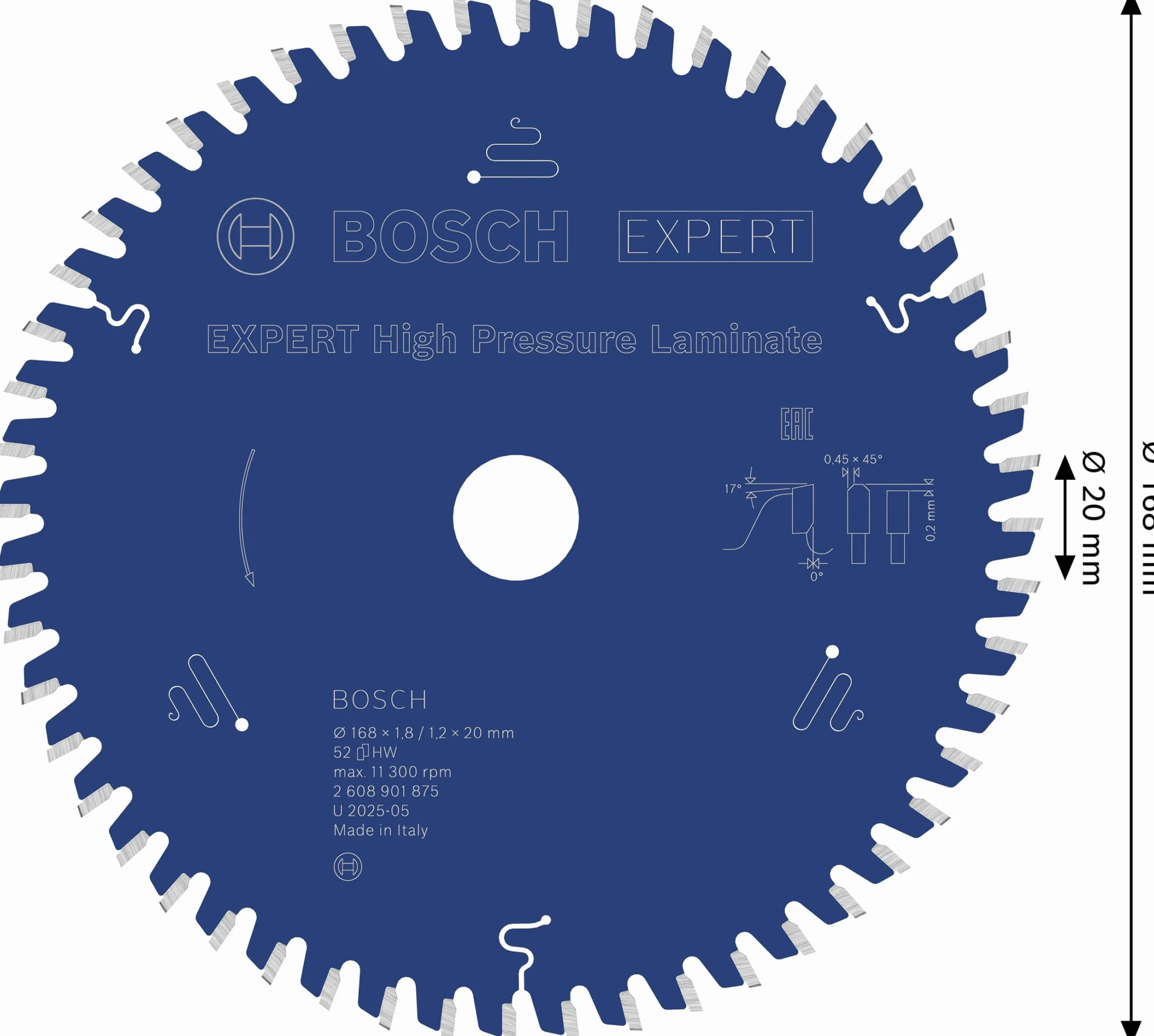 Bosch 1x Tarcza pilarska EXPERT High Pressure Laminate (do Laminat wysokociśnieniowy HPL, Ø mm, Professional Akcesoria Przewodowe ręczne pilarki tarczowe)