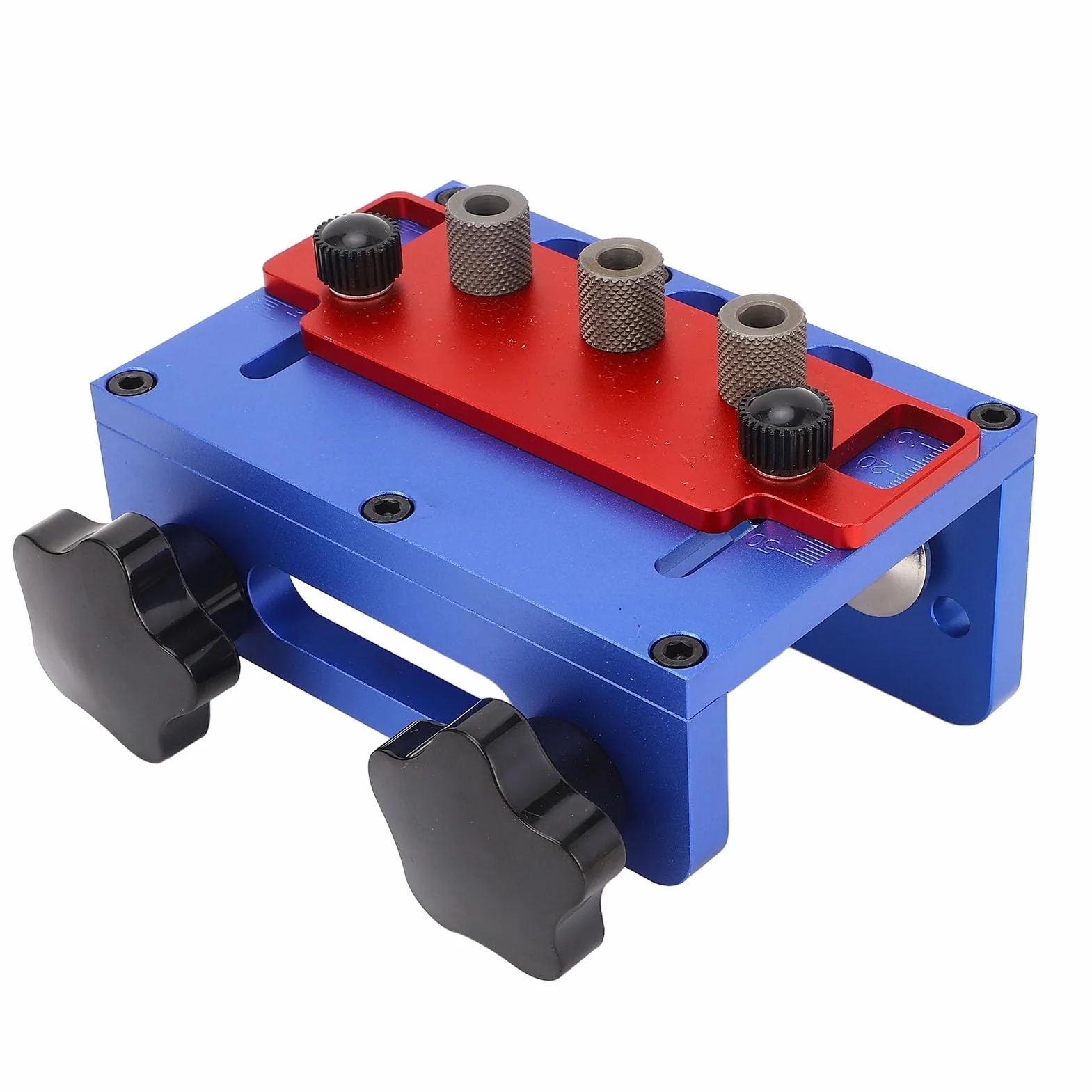 Przyrząd do obróbki drewna 3 w 1 przyrząd do kołków rozporowych i prowadnica do wiercenia z otworami o średnicach 8 mm 10 mm 15 mm – korpus ze stopu aluminium i blok środkowy ze