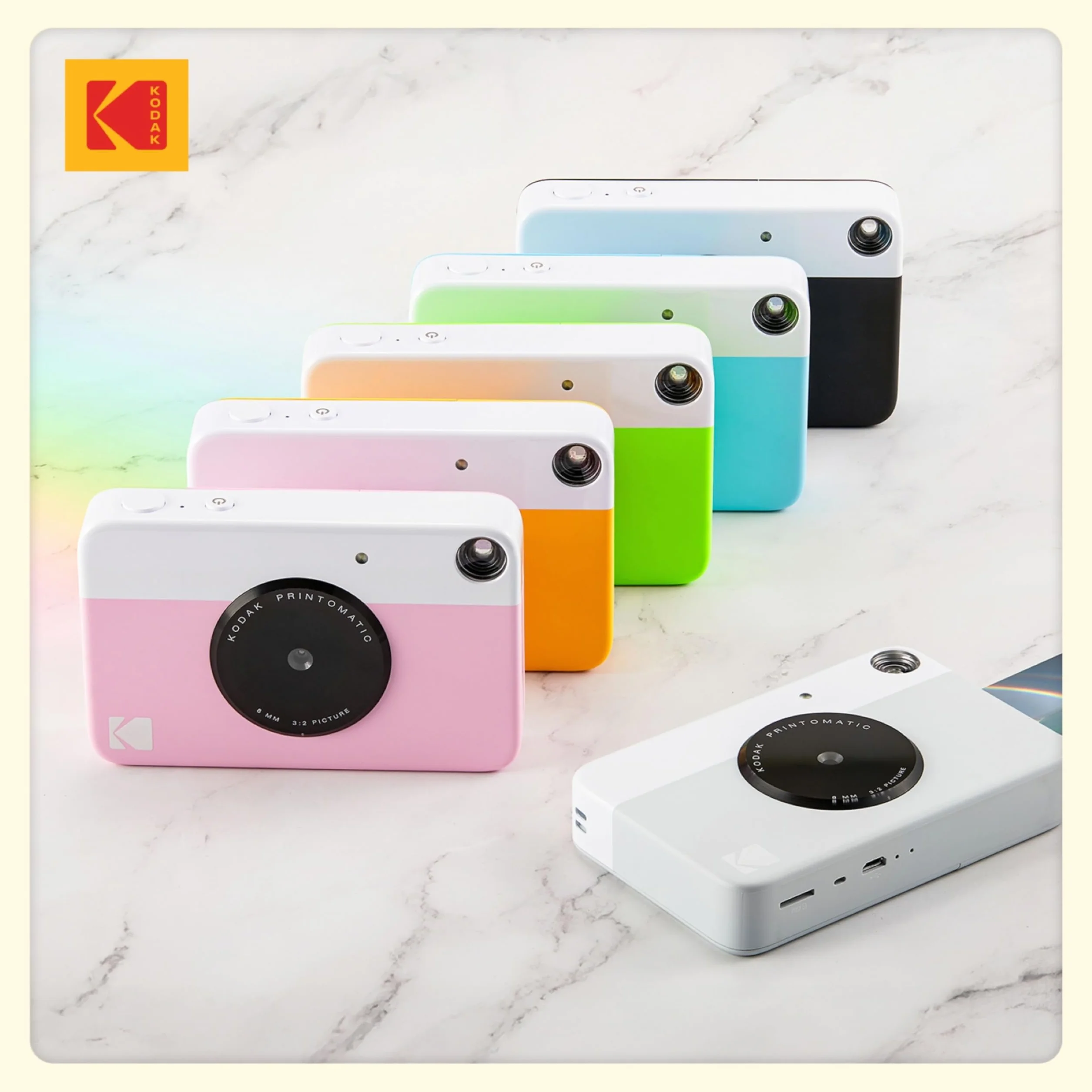 KODAK Printomatic zestaw aparatu błyskawicznego żółty papier cynkowy 20 arkuszy etui Deluxe