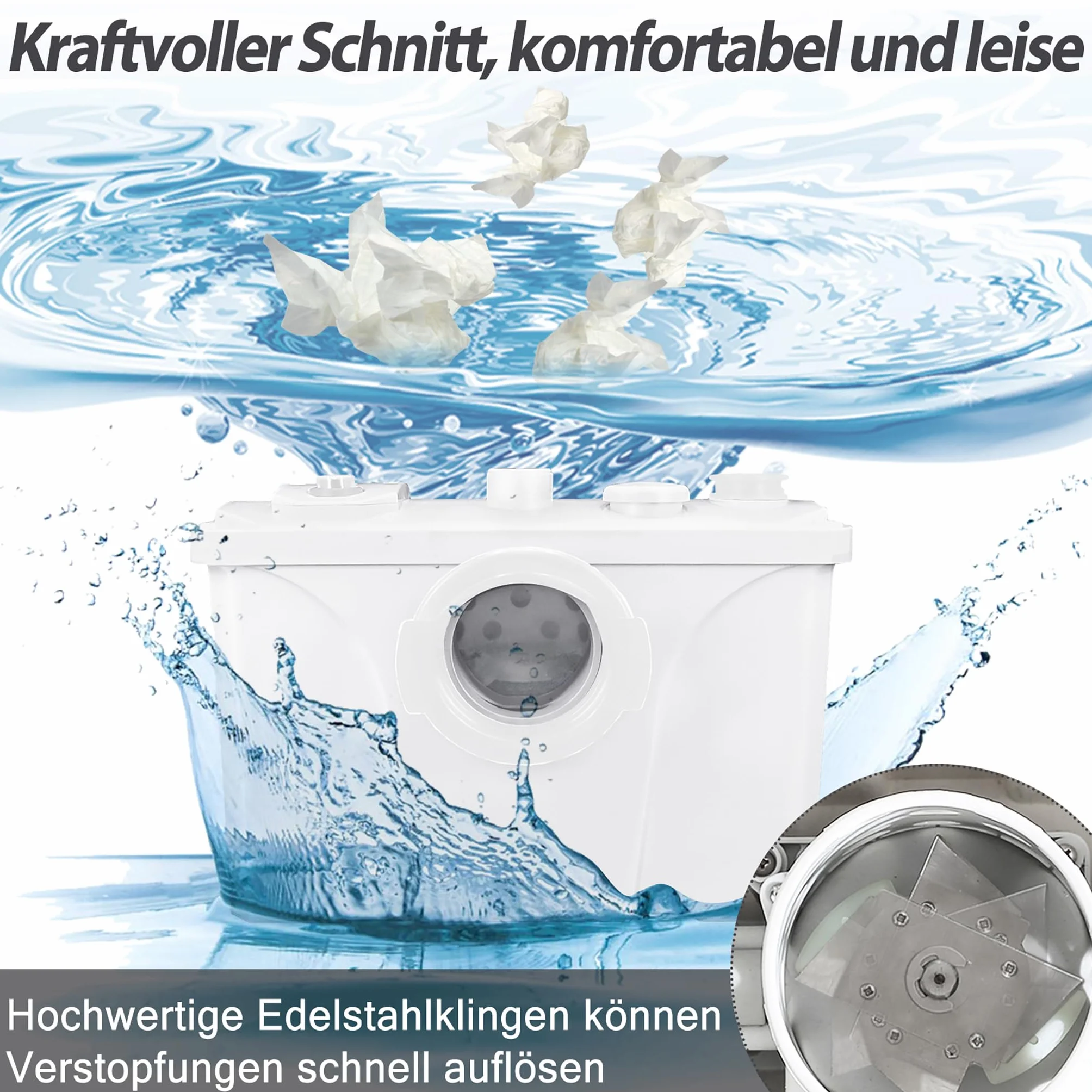 Froadp Pompy do Ścieków Sanitarnych 700W Przydomowa Stacja Podnoszenia Pompa do Ścieków z łopatkami ze Stali Nierdzewnej i Węglem Aktywnym Przepływ do 180L/min do Prysznica Kuchnia Umywalka