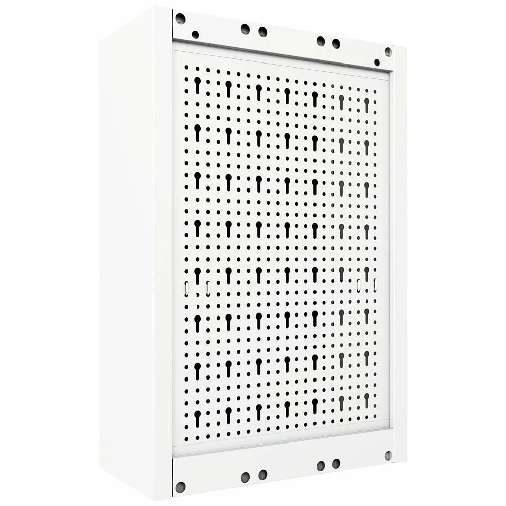 Szafa narzędziowa ścienna wzornictwo przemysłowe metal szary i czarny z półką, drzwiami i zamkiem, 40 x 19 x 60 cm, zamykana, do warsztatu, garażu i dla majsterkowiczów