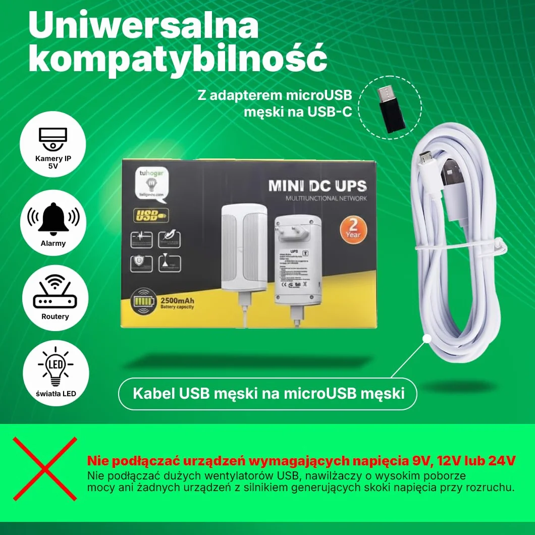 Mini UPS 5V 2A Przenośny Zasilacz Awaryjny SAI 2500mAh USB do Routerów i Kamer