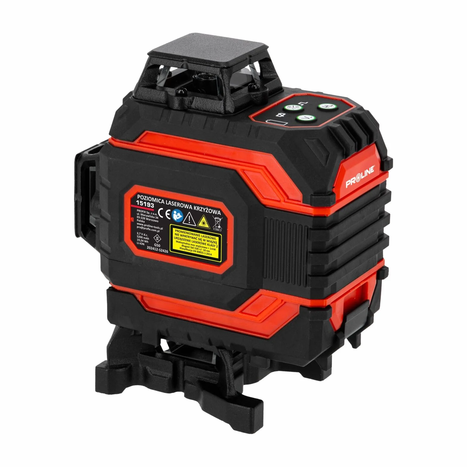 PROLINE Poziomnica laserowa 15193 25 m zielona 4D, 1.5 mm/5 m, IP54, CE, Li-Ion