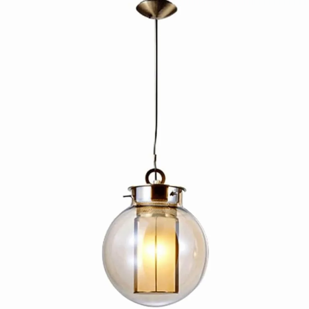 Nowoczesna jednogłowicowa podstawa żyrandola E27, metalowa szklana lampa wisząca w stylu nordyckim, kreatywny okrągły szklany abażur wiszący i barowe dekoracje balkonowe Made in China