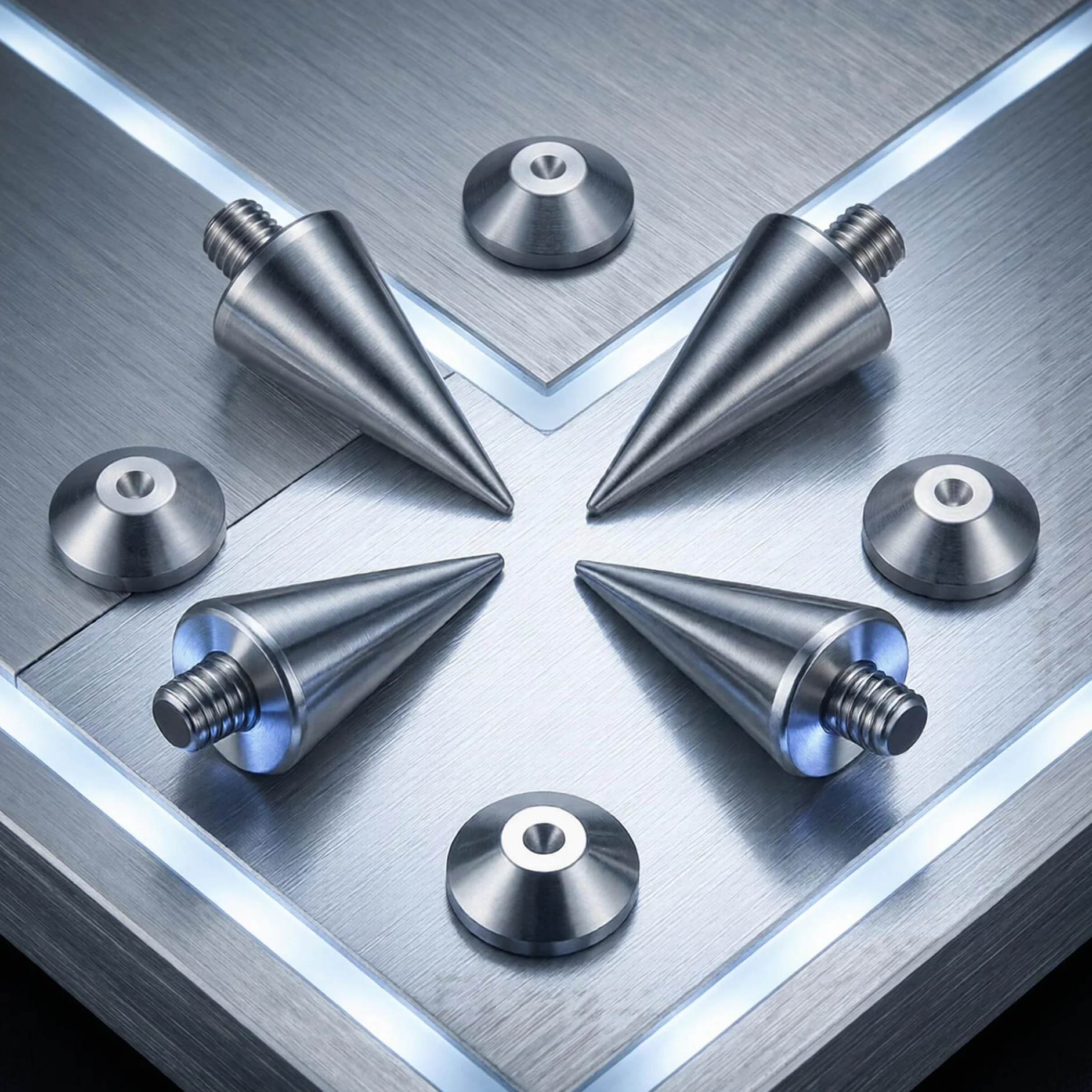 Precisiongeek kolce do kolumn M6 aluminium Ø20 mm stożkowe podkładki głośnikowe odsprzęgające HiFi zestaw 4 sztuk